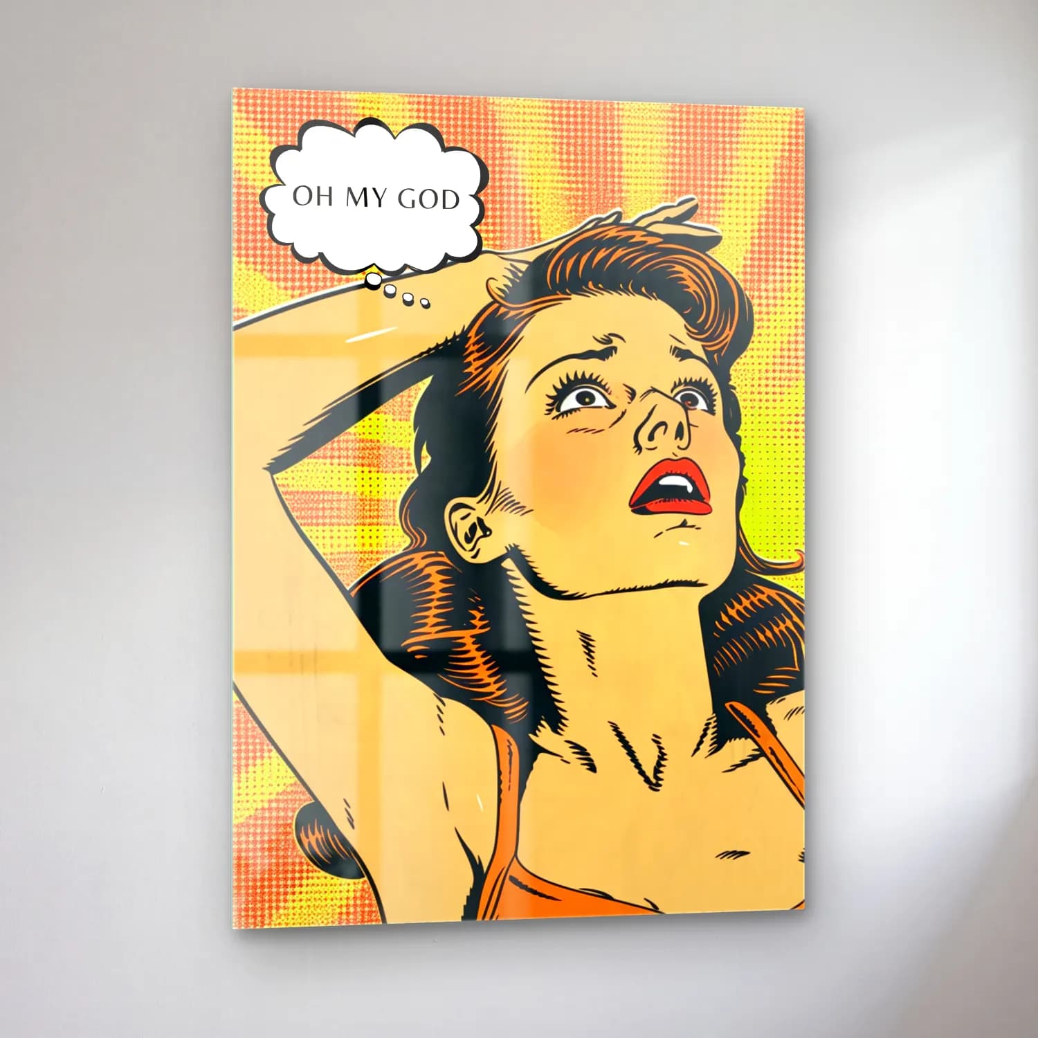 Pop Art Moda İllüstrasyonu No. 8 cam tablo — sol açıdan görünüm