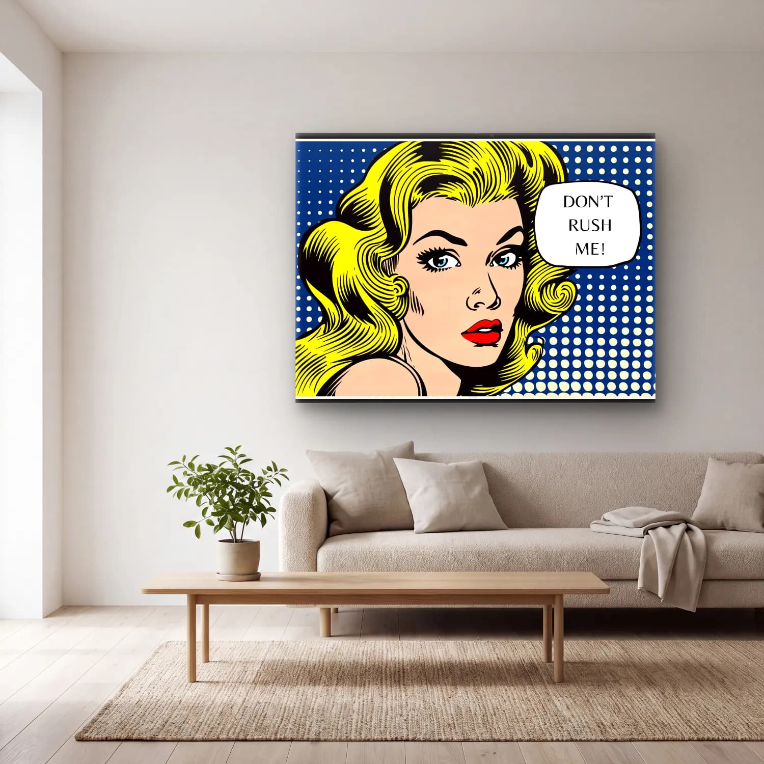 Pop Art Moda İllüstrasyonu No. 9 cam tablo — açık renk salonda