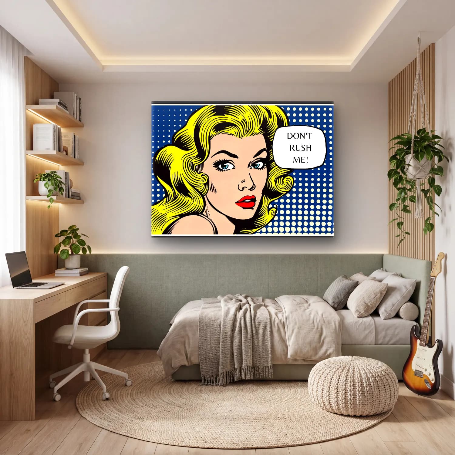 Pop Art Moda İllüstrasyonu No. 9 cam tablo — genç odasında