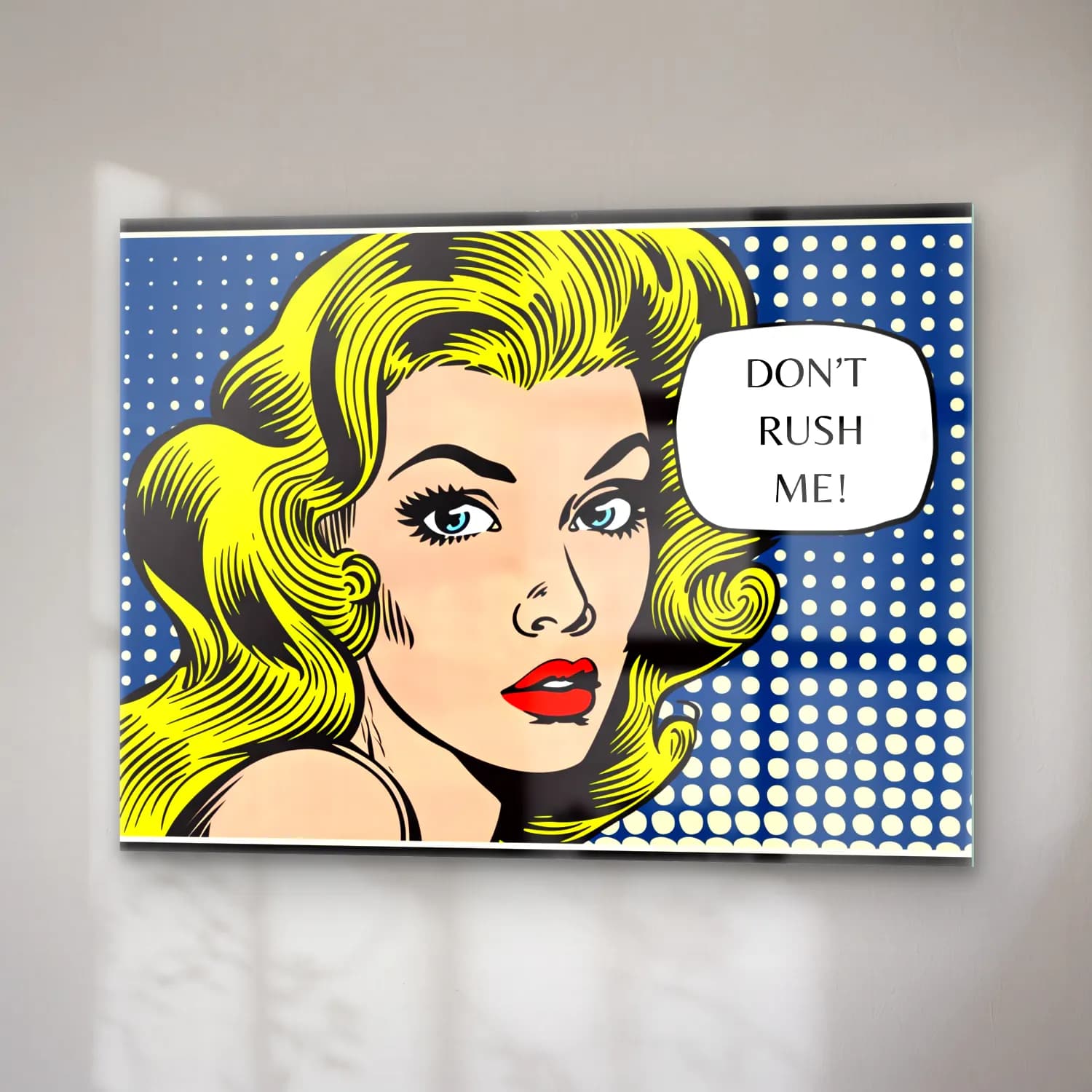 Pop Art Moda İllüstrasyonu No. 9 cam tablo — sağ açıdan görünüm