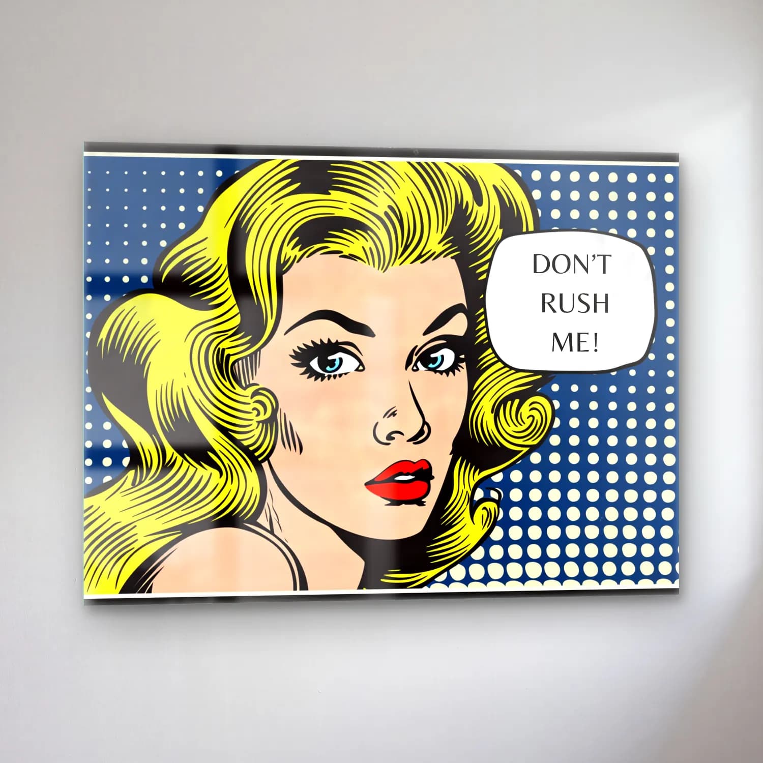 Pop Art Moda İllüstrasyonu No. 9 cam tablo — sol açıdan görünüm