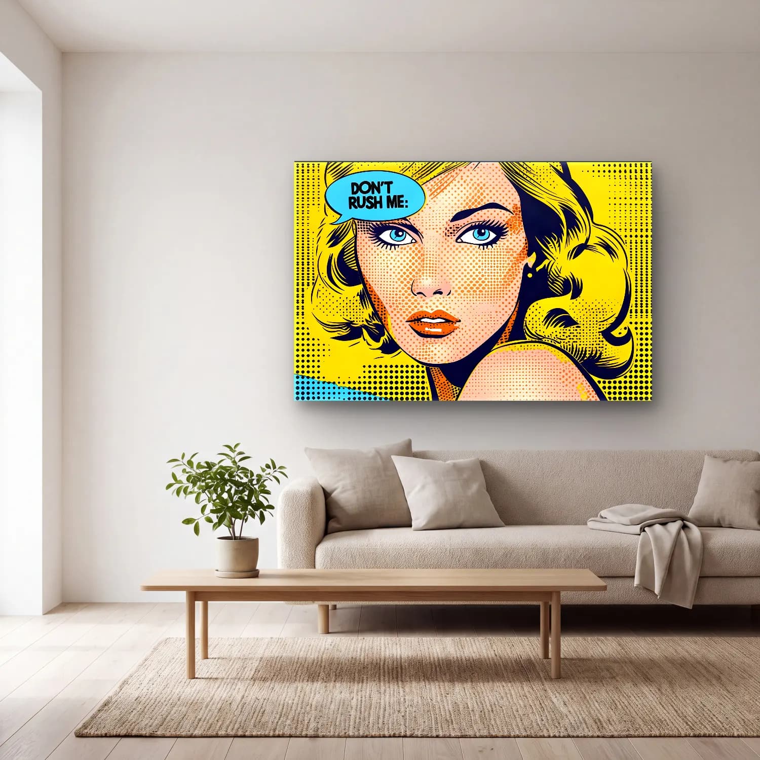 Pop Art Moda İllüstrasyonu No. 11 cam tablo — açık renk salonda