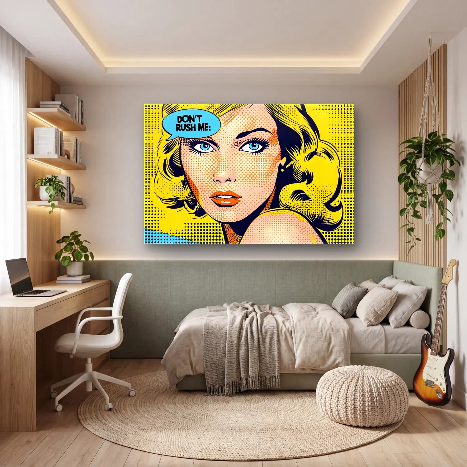 Pop Art Moda İllüstrasyonu No. 11 cam tablo — genç odasında