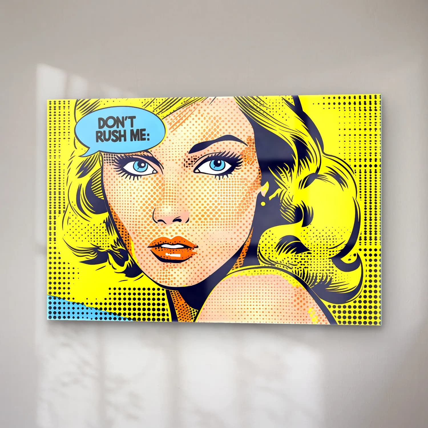 Pop Art Moda İllüstrasyonu No. 11 cam tablo — sağ açıdan görünüm