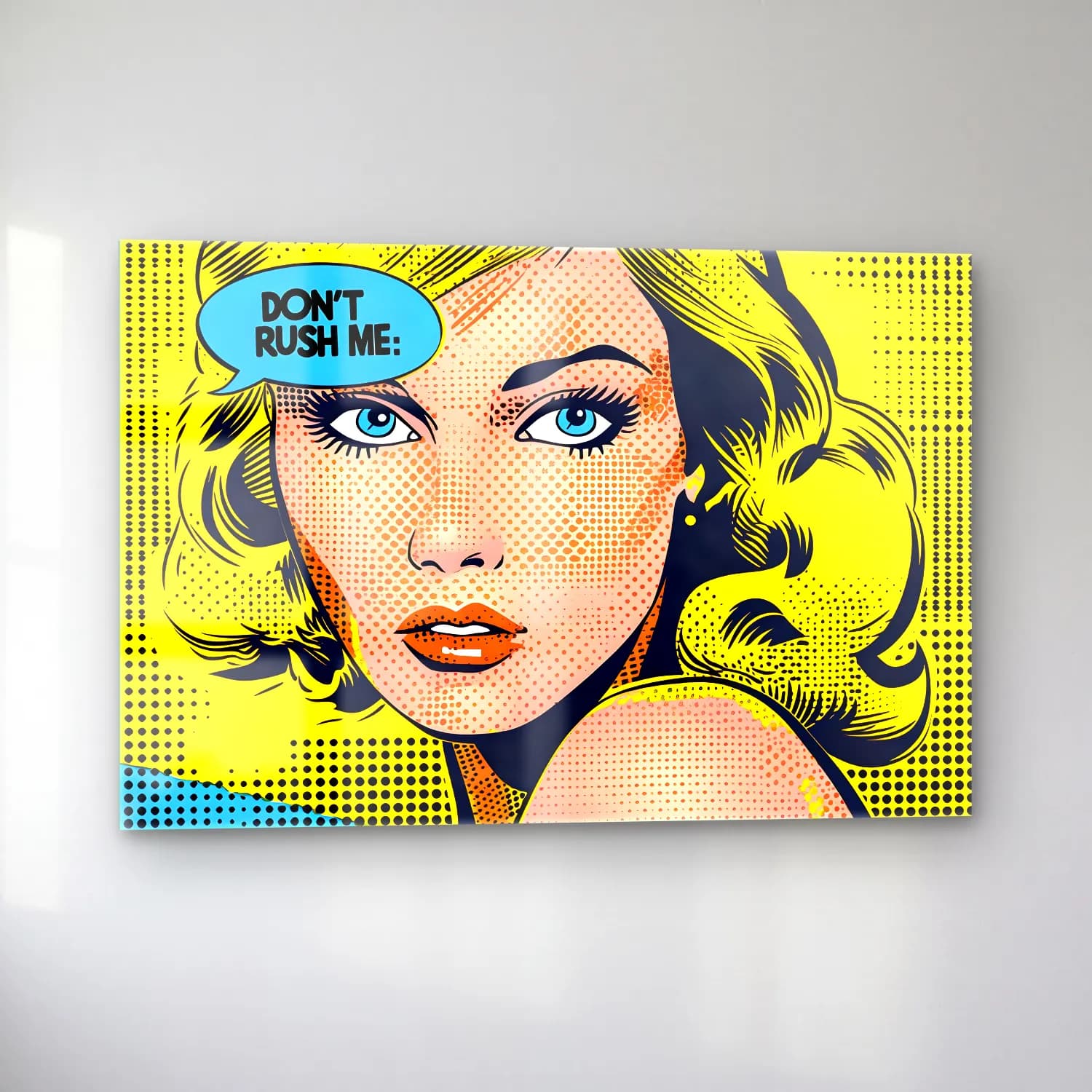 Pop Art Moda İllüstrasyonu No. 11 cam tablo — sol açıdan görünüm