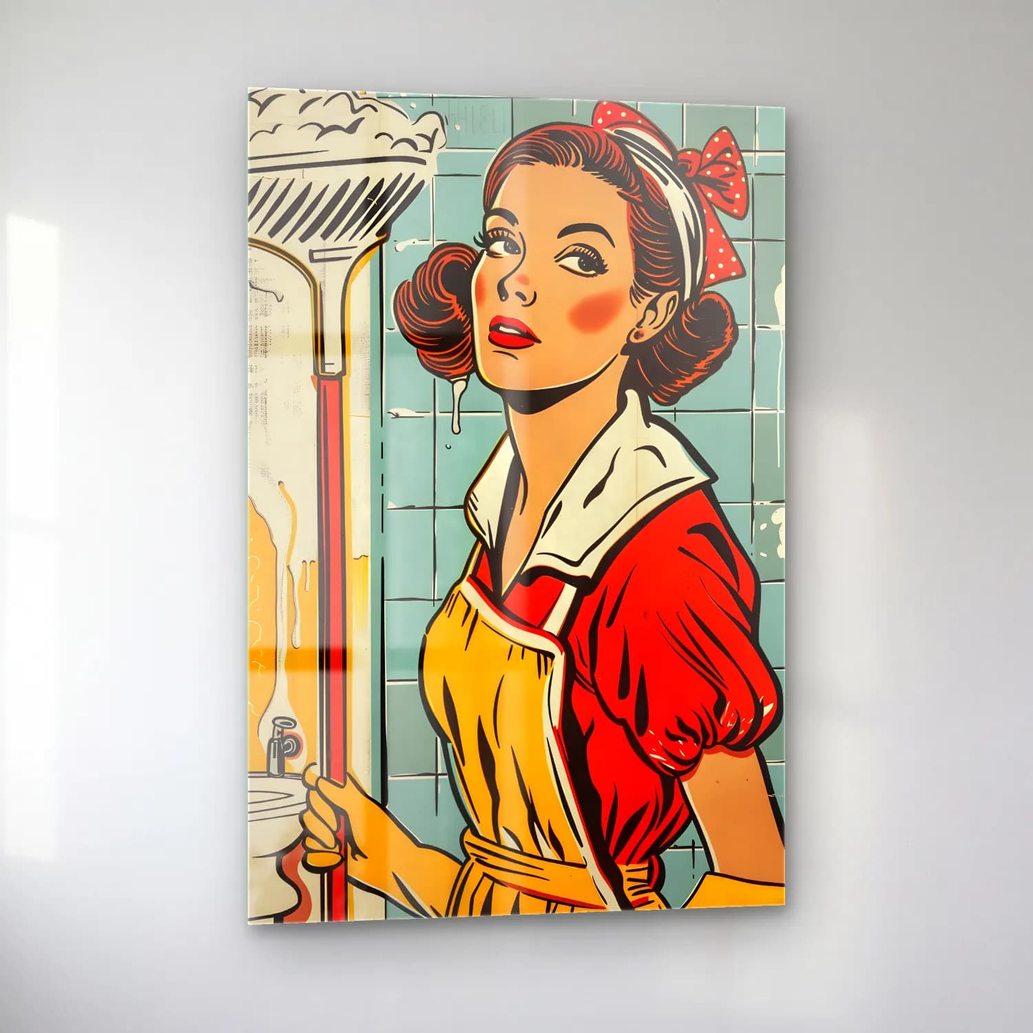 Pop Art Kadın Portresi No. 20 cam tablo — sol açıdan görünüm
