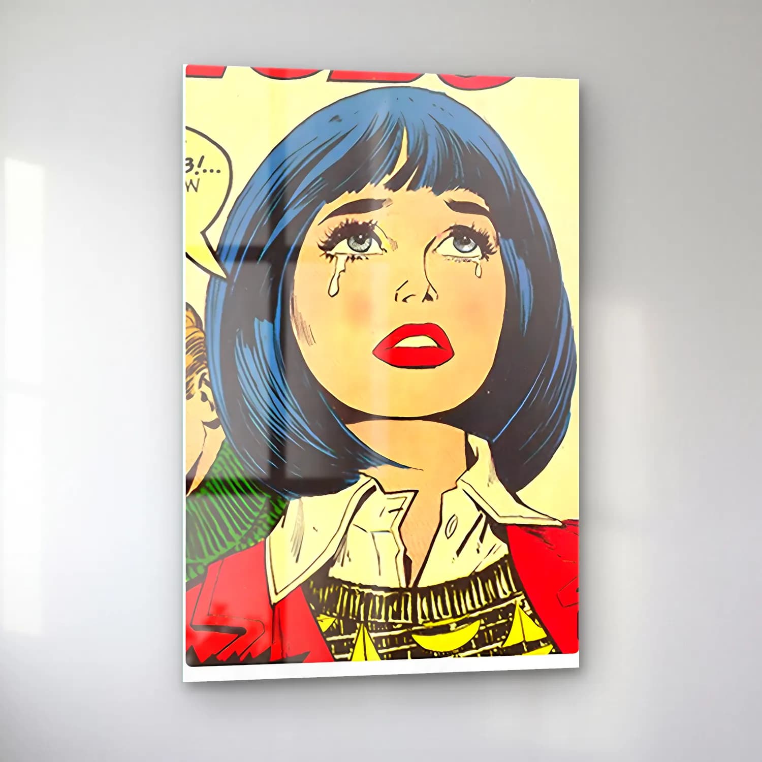 Pop Art Kadın Portresi No. 21 cam tablo — sol açıdan görünüm