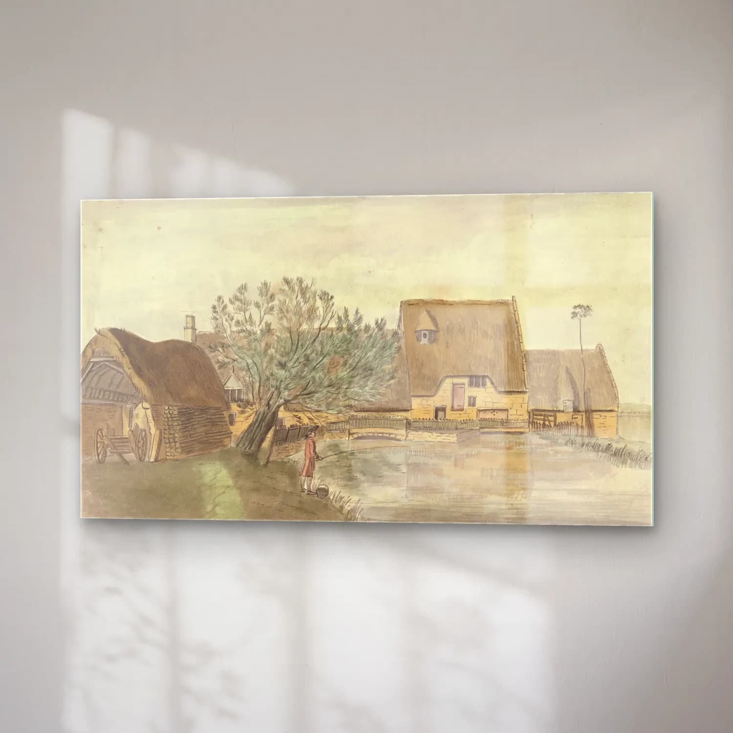 Suluboya Kır Evi No. 23 cam tablo — sağ açıdan görünüm