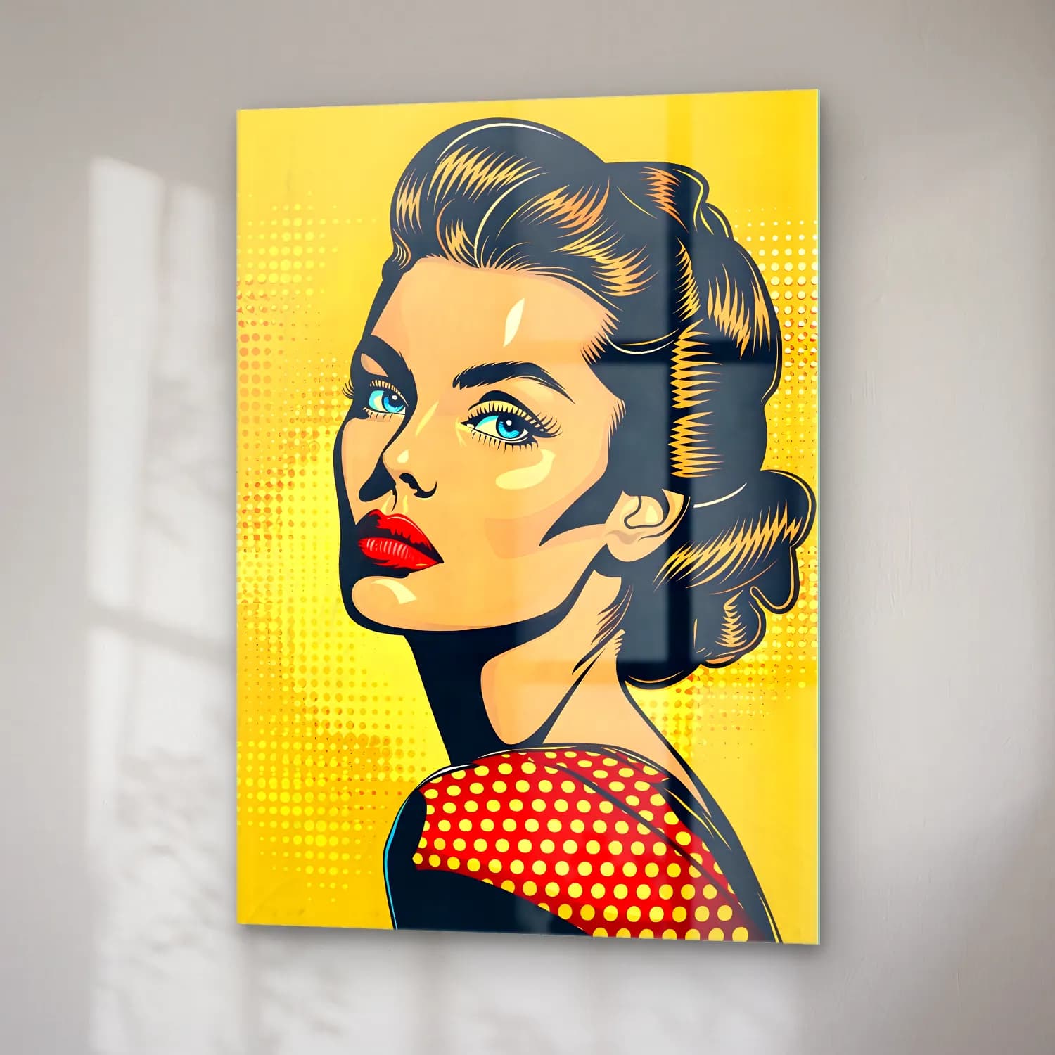 Pop Art Kadın Portresi No. 25 cam tablo — sağ açıdan görünüm