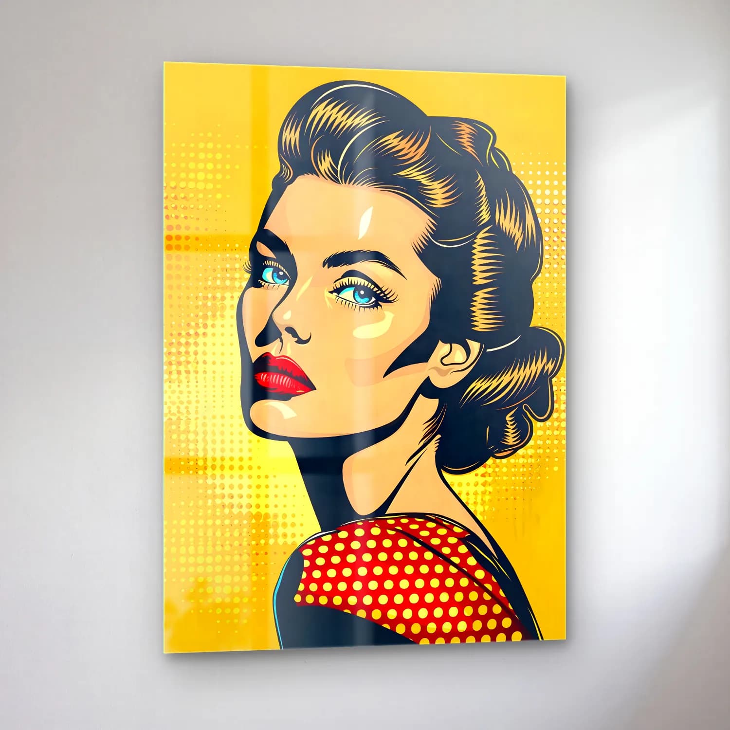 Pop Art Kadın Portresi No. 25 cam tablo — sol açıdan görünüm