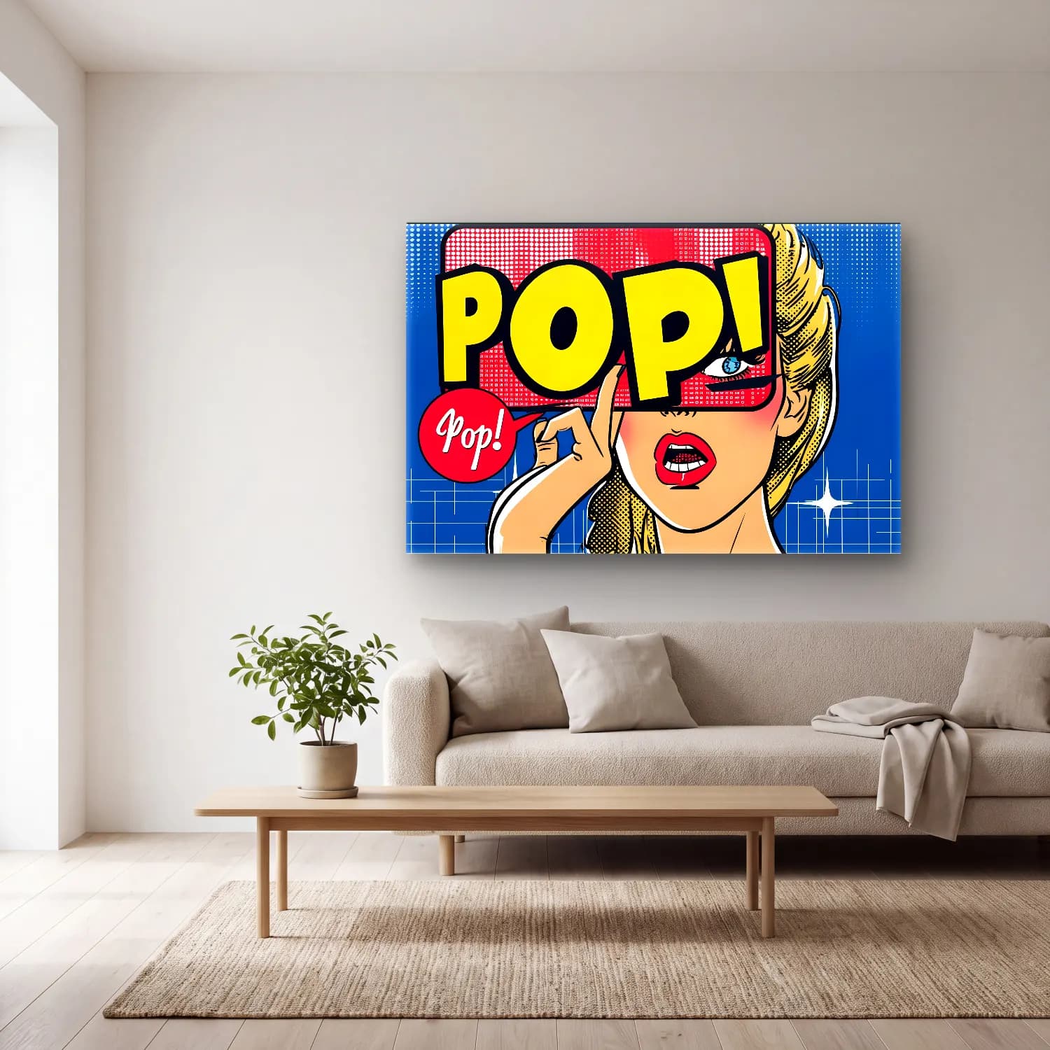Pop Art Moda İllüstrasyonu No. 25 cam tablo — açık renk salonda