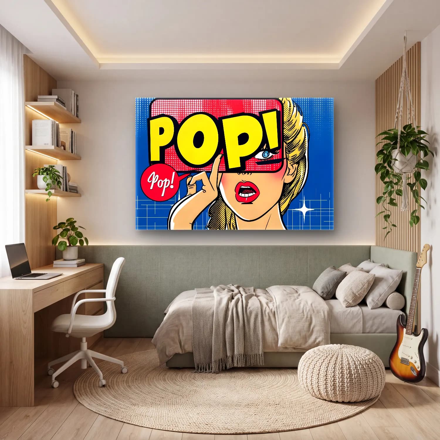 Pop Art Moda İllüstrasyonu No. 25 cam tablo — genç odasında