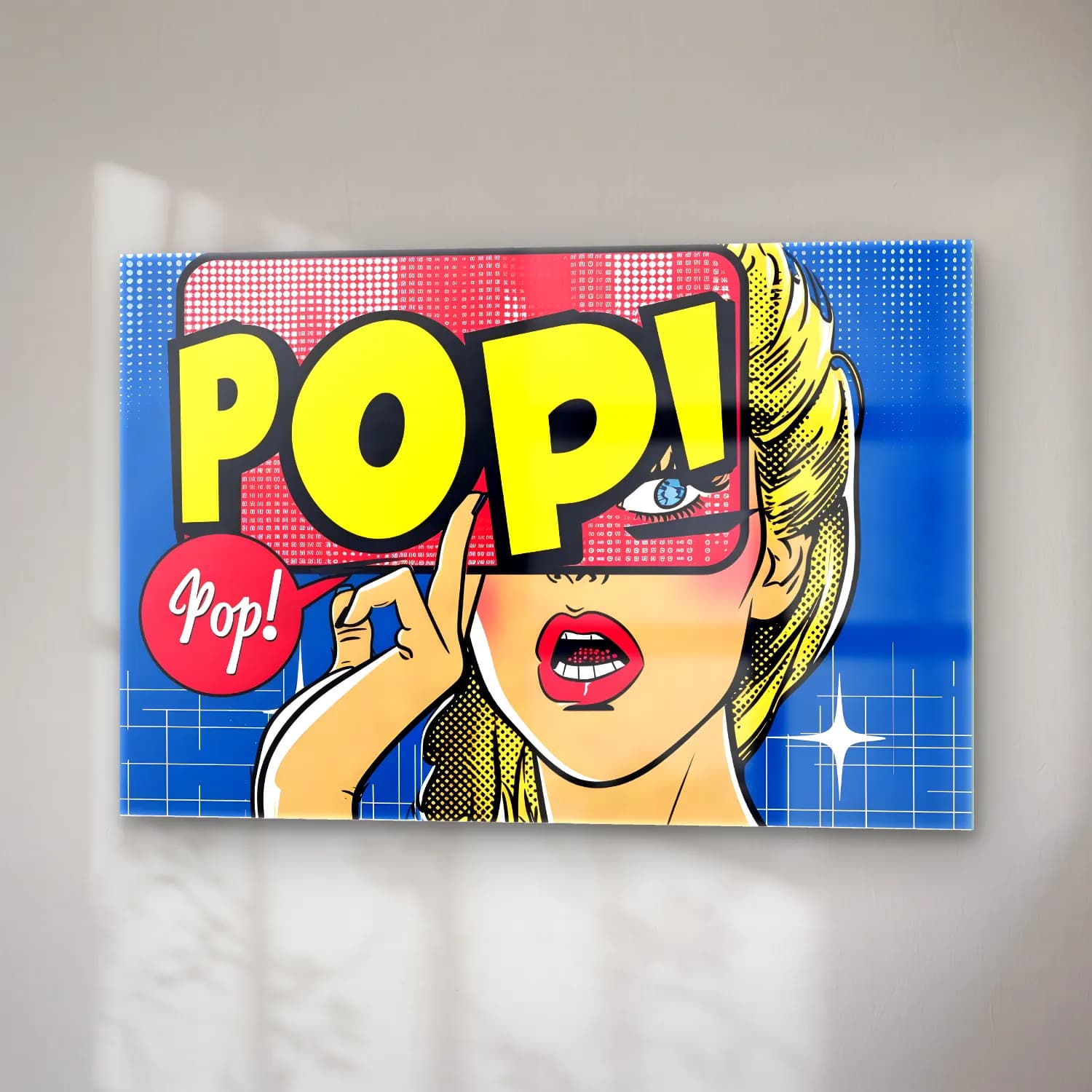 Pop Art Moda İllüstrasyonu No. 25 cam tablo — sağ açıdan görünüm