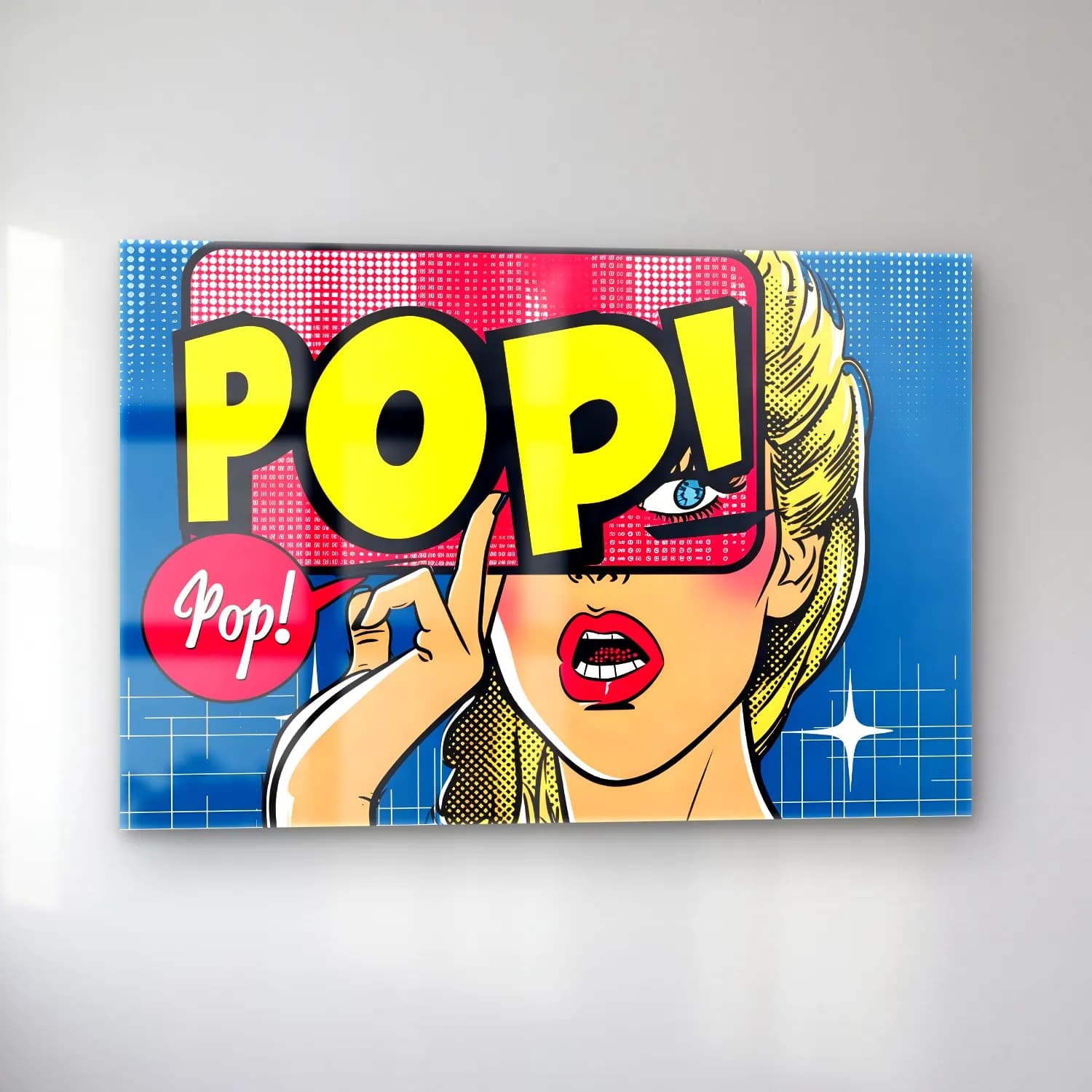 Pop Art Moda İllüstrasyonu No. 25 cam tablo — sol açıdan görünüm