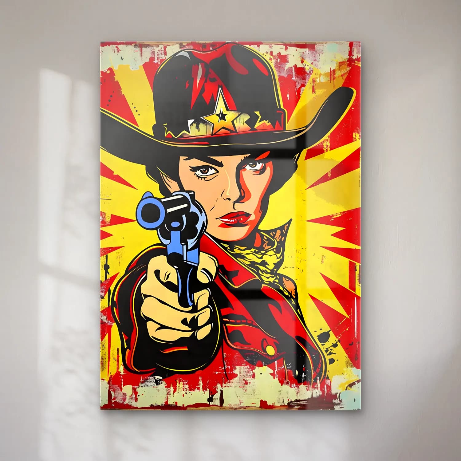 Pop Art Şapkalı Kadın No. 9 cam tablo — Pop Art Şapkalı Kadın No. 9 — pop art şapkalı kadın
