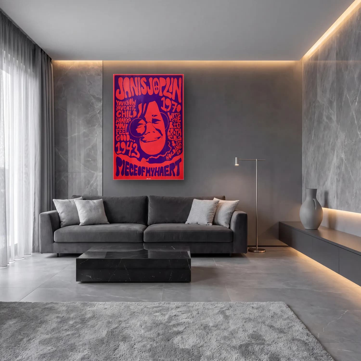 Vintage Poster Yazılı Tasarım No. 35 cam tablo — lüks salon duvarında