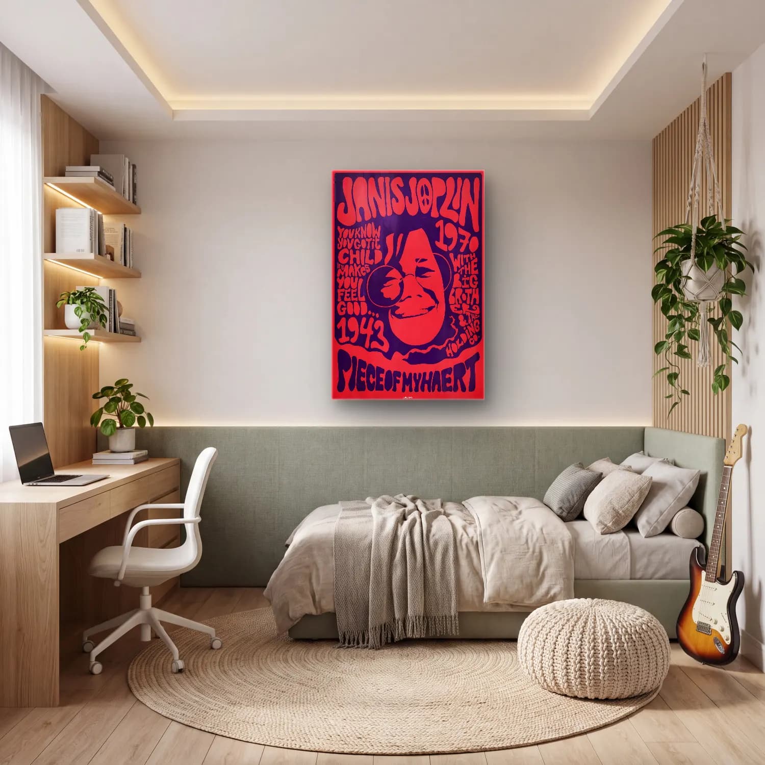 Vintage Poster Yazılı Tasarım No. 35 cam tablo — genç odasında