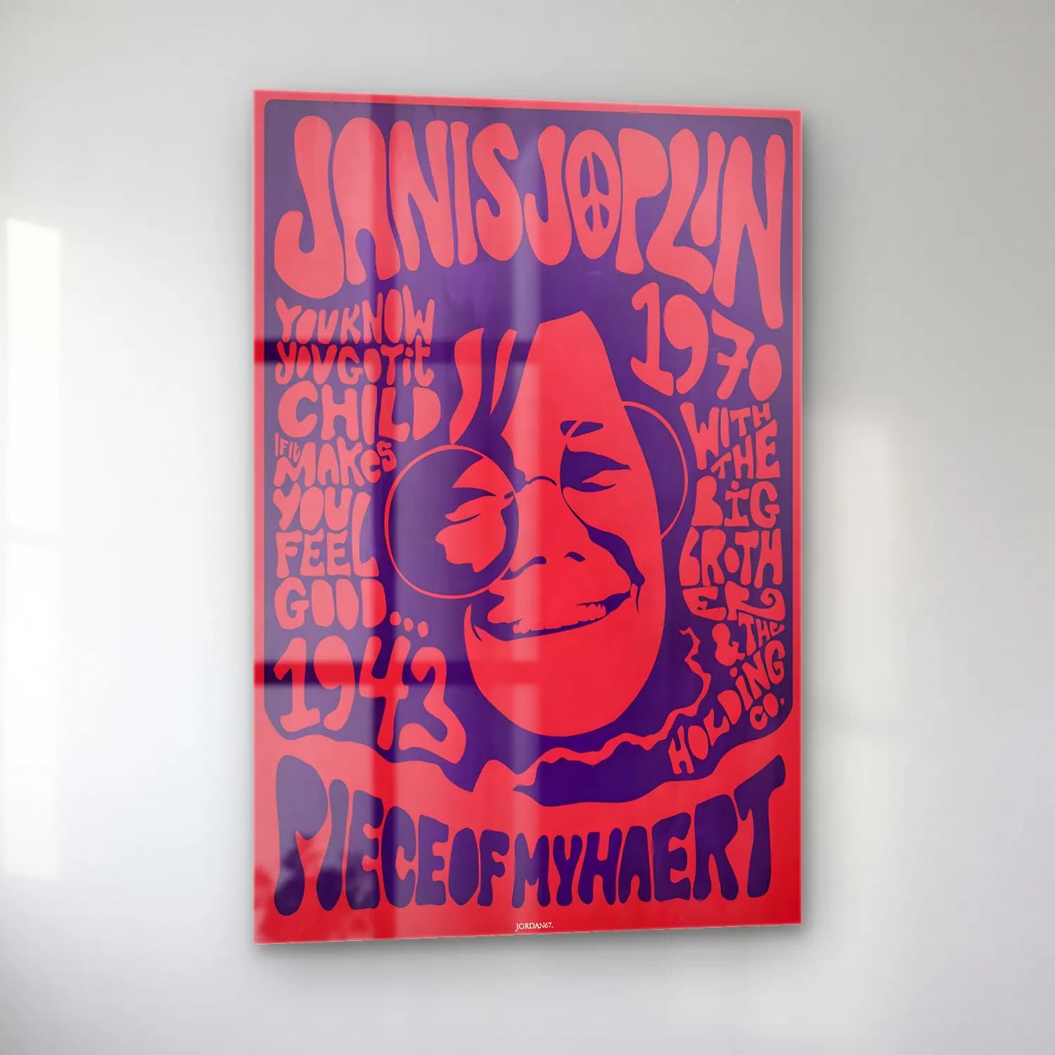 Vintage Poster Yazılı Tasarım No. 35 cam tablo — sol açıdan görünüm