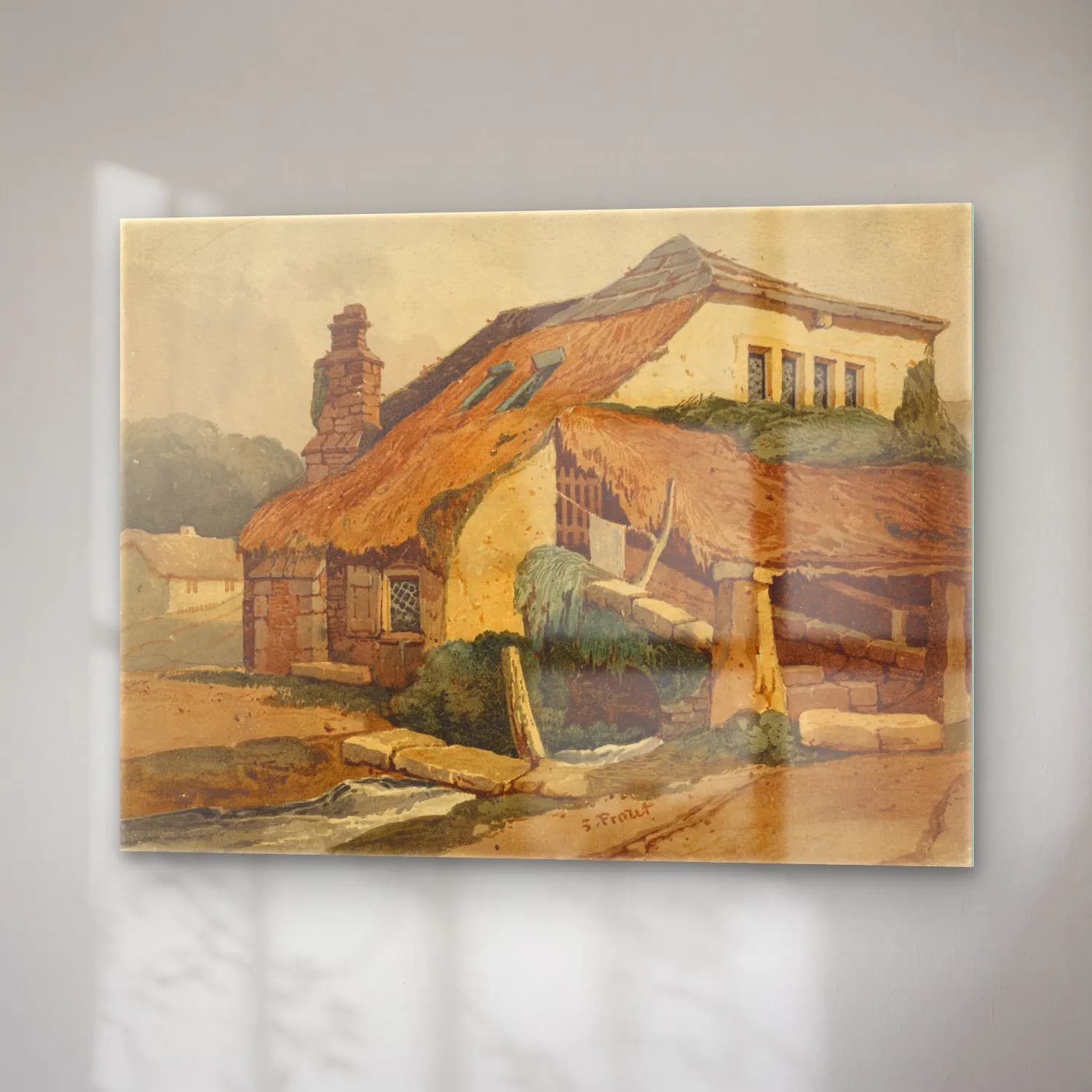 Vintage Kır Evi No. 26 cam tablo — sağ açıdan görünüm