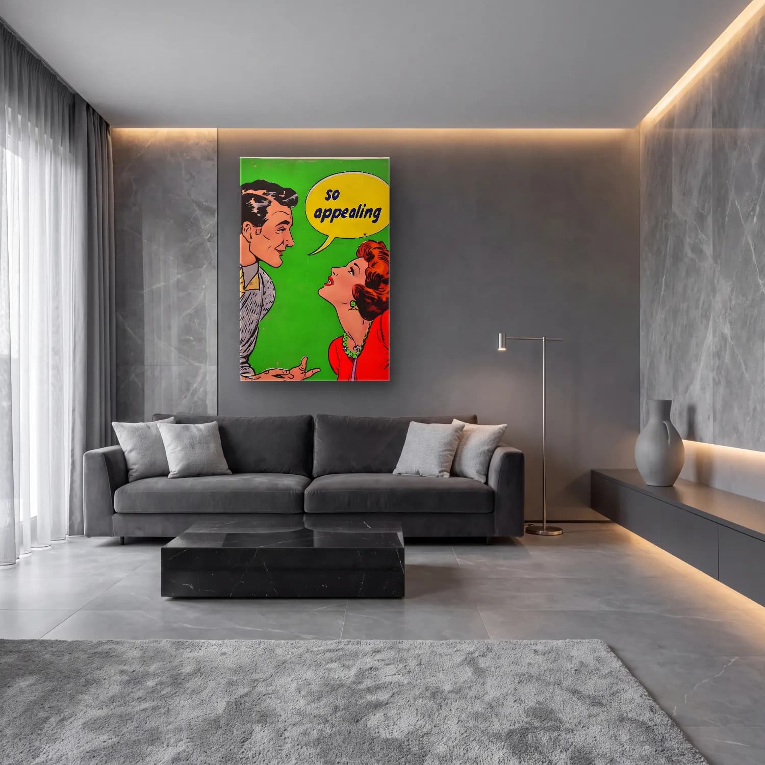 Vintage Poster Aşıklar No. 30 cam tablo — lüks salon duvarında