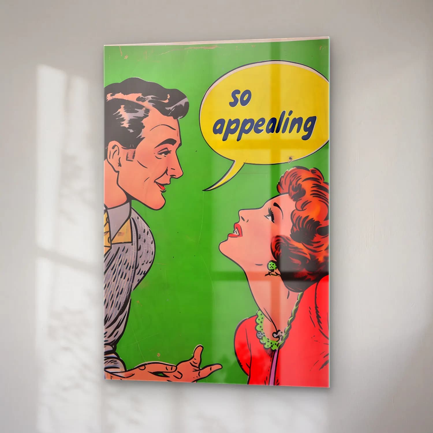 Vintage Poster Aşıklar No. 30 cam tablo — sağ açıdan görünüm