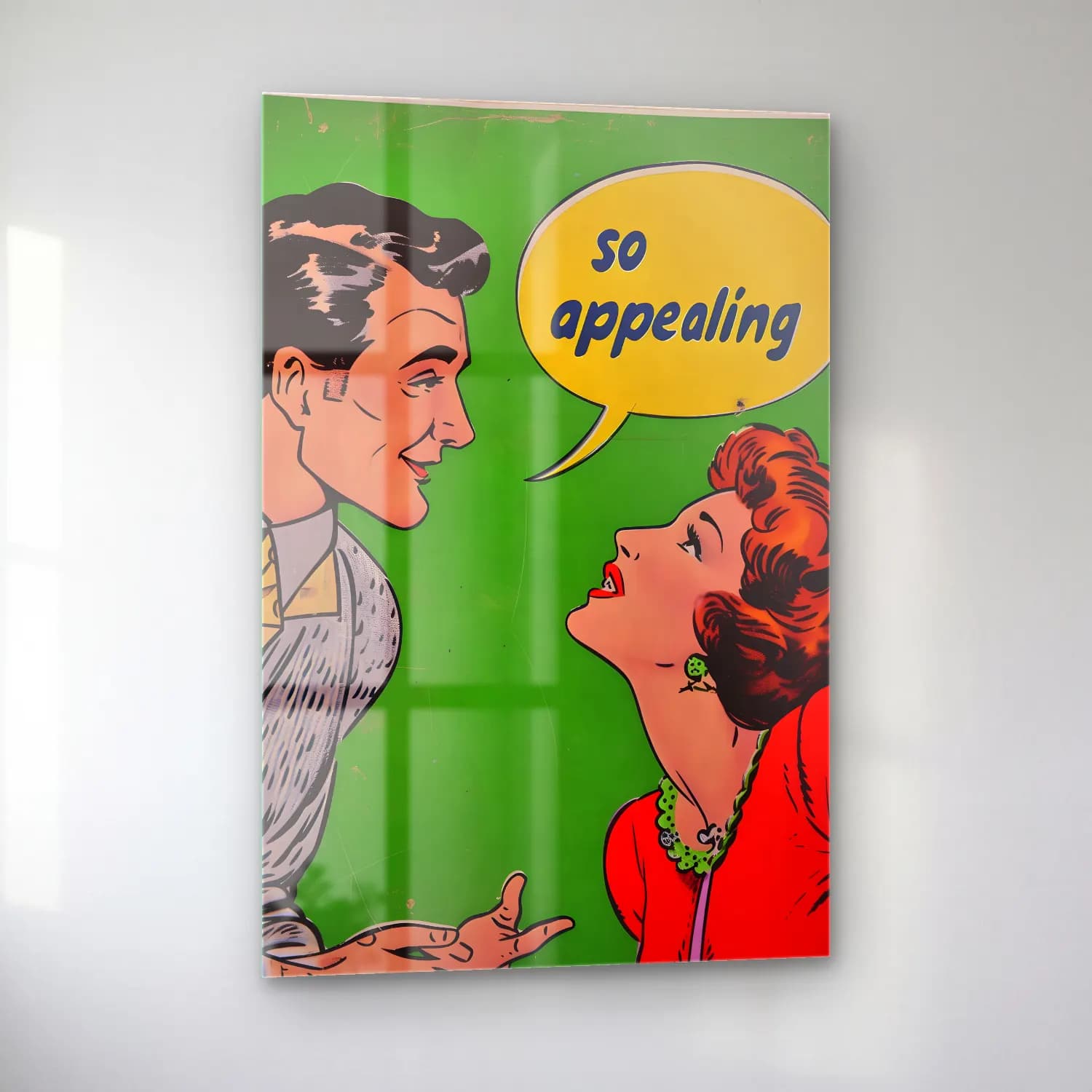 Vintage Poster Aşıklar No. 30 cam tablo — sol açıdan görünüm
