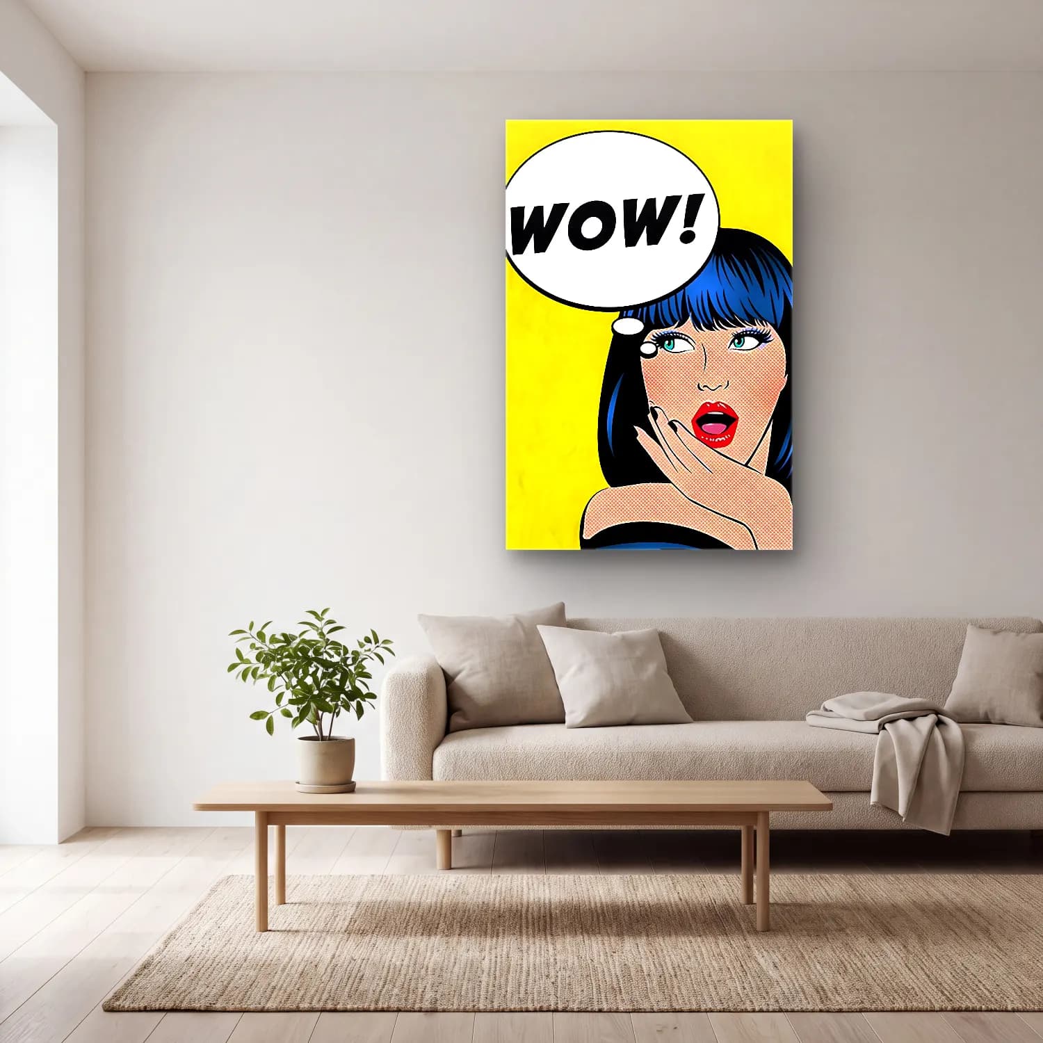 Pop Art Moda İllüstrasyonu No. 28 cam tablo — açık renk salonda