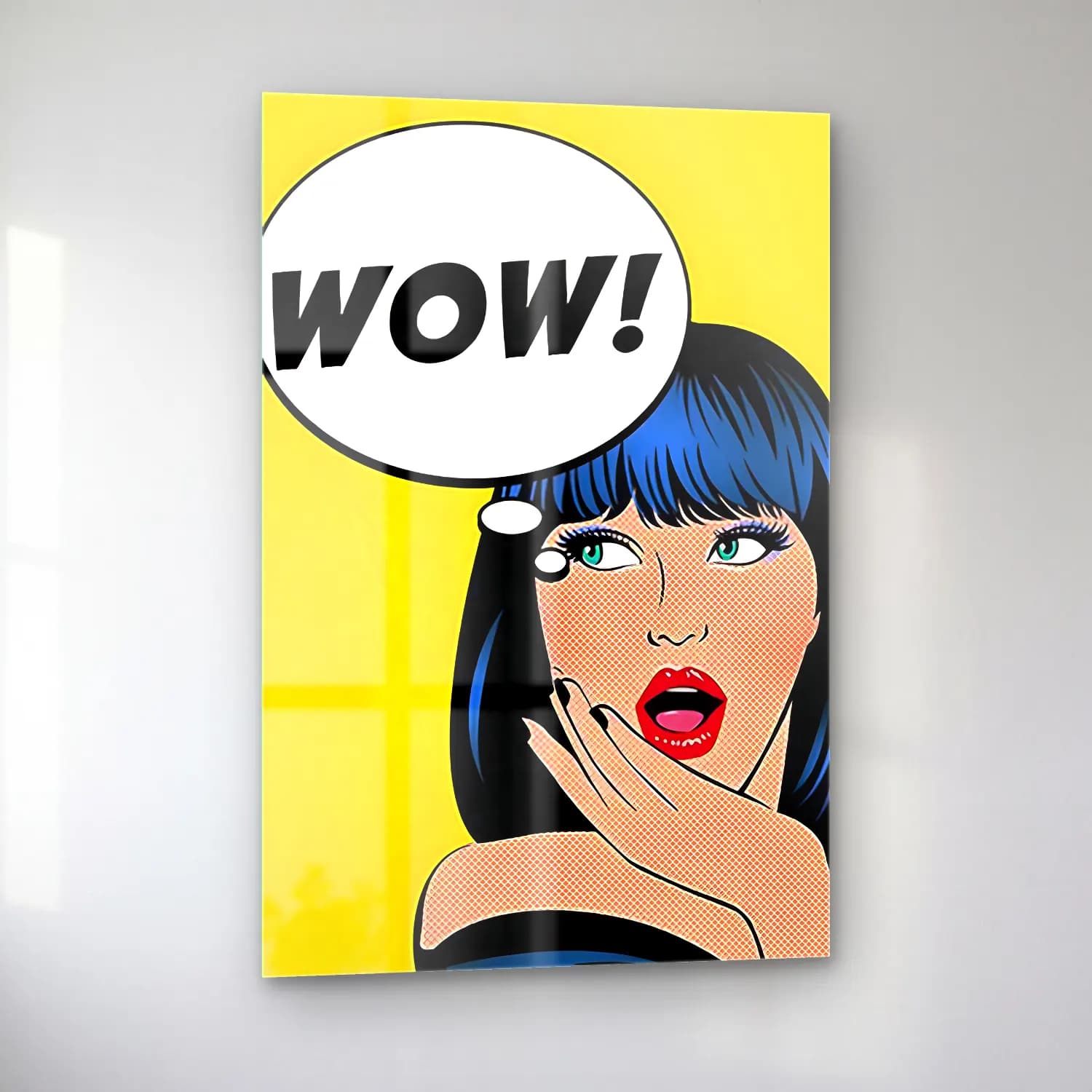 Pop Art Moda İllüstrasyonu No. 28 cam tablo — sol açıdan görünüm