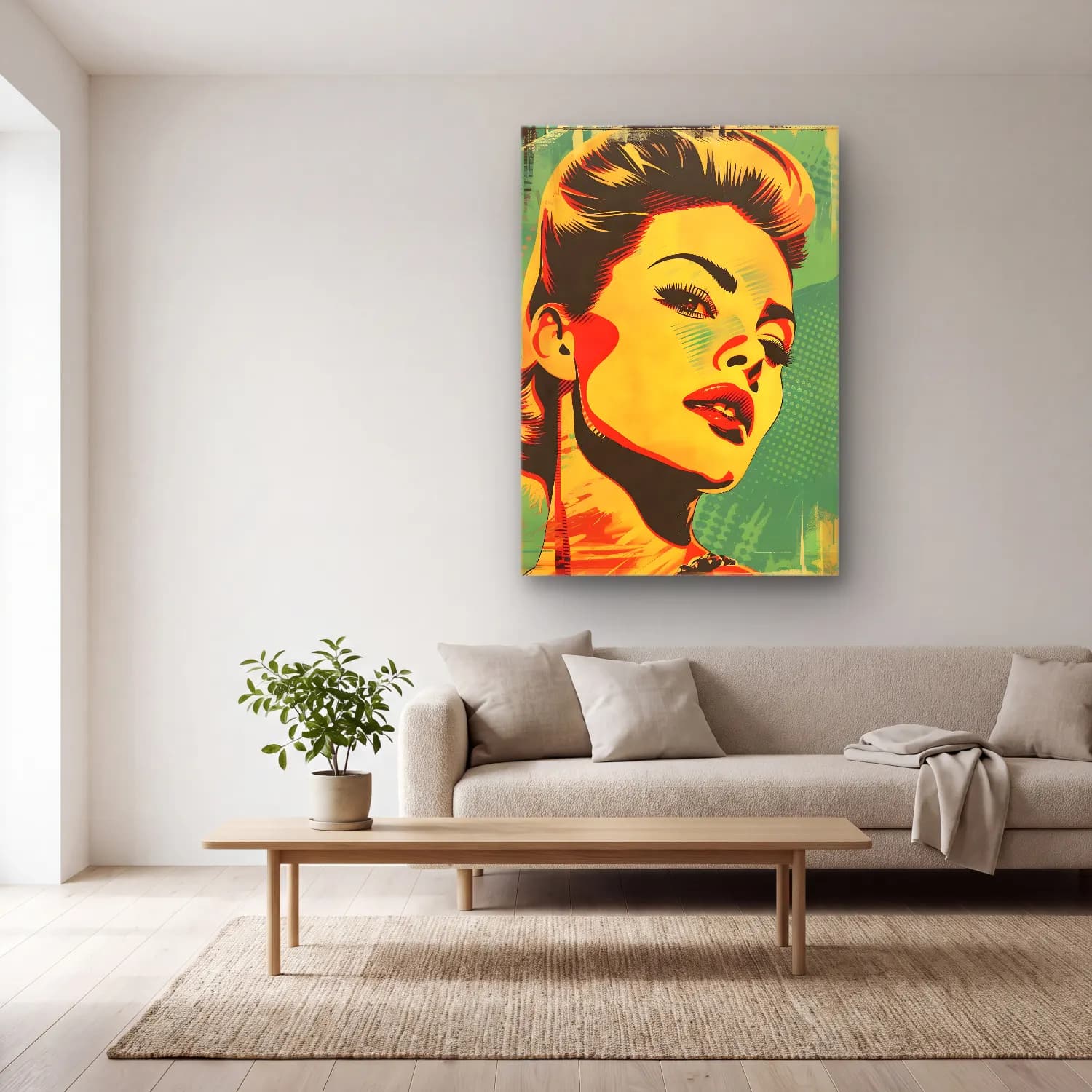 Pop Art Moda İllüstrasyonu No. 30 cam tablo — açık renk salonda