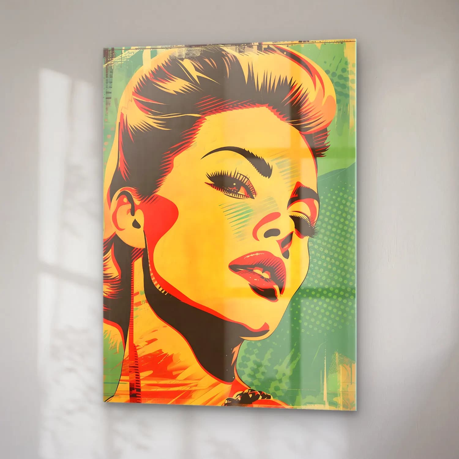 Pop Art Moda İllüstrasyonu No. 30 cam tablo — sağ açıdan görünüm