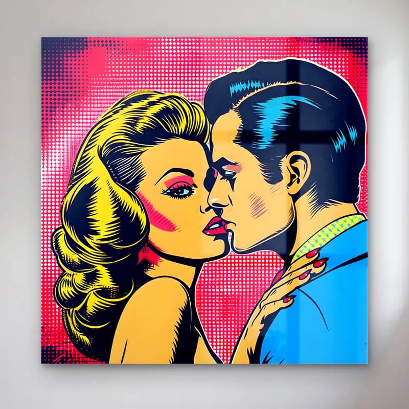 Pop Art Aşıklar – Kırmızı Tonlar cam tablo — Pop Art Aşıklar – Kırmızı Tonlar — pop art aşıklar