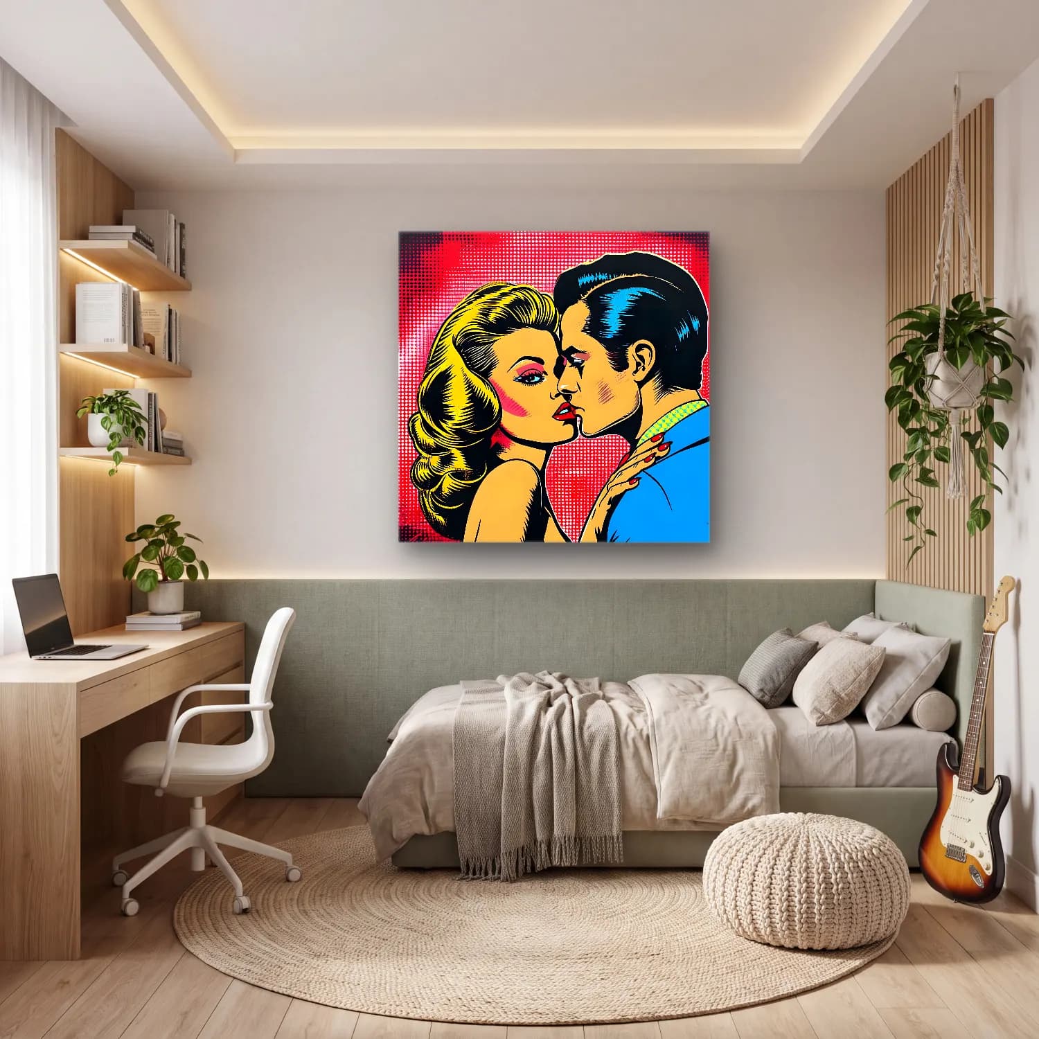Pop Art Aşıklar – Kırmızı Tonlar cam tablo — genç odasında