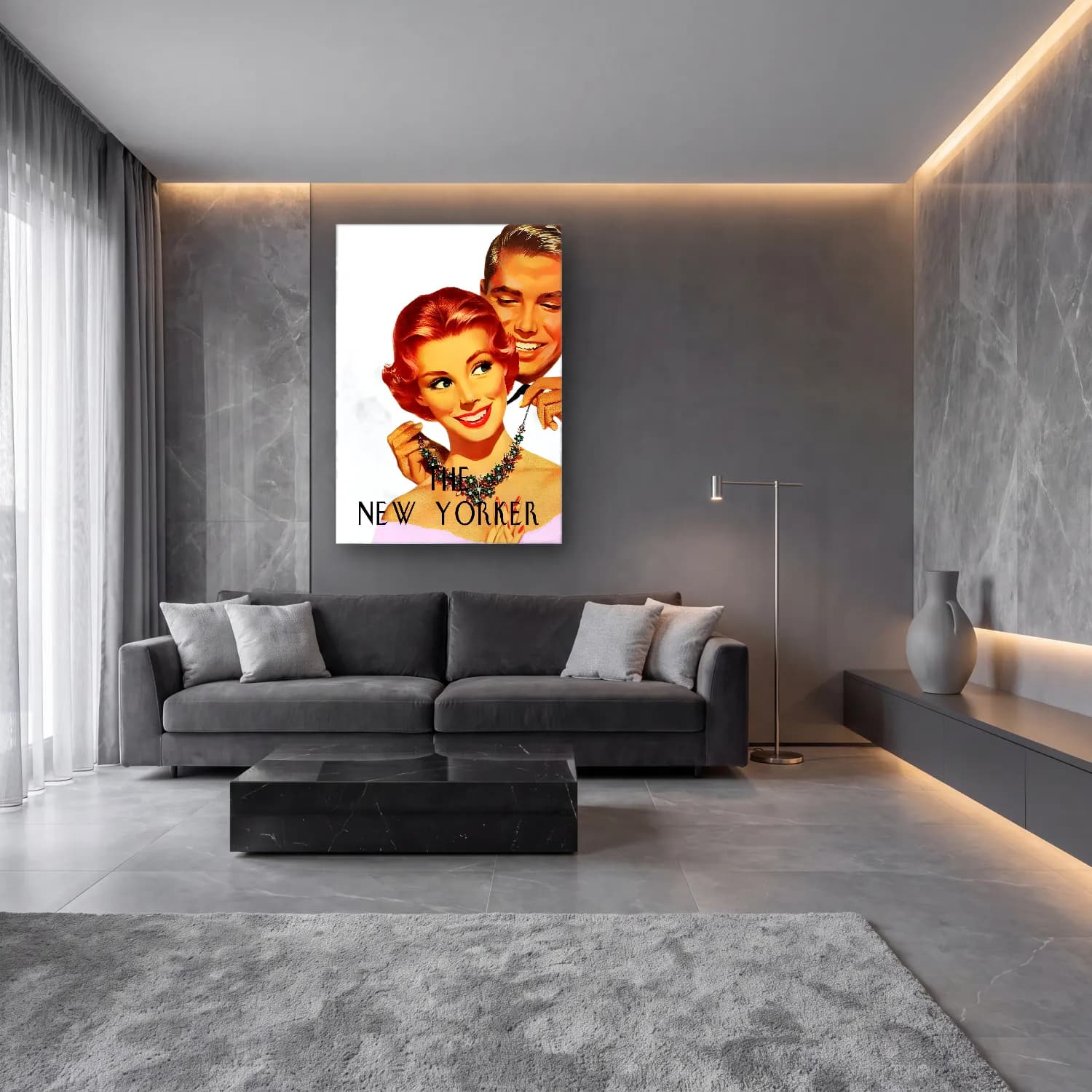 RETRO - TRENDY – Moda İllüstrasyonu cam tablo — lüks salon duvarında