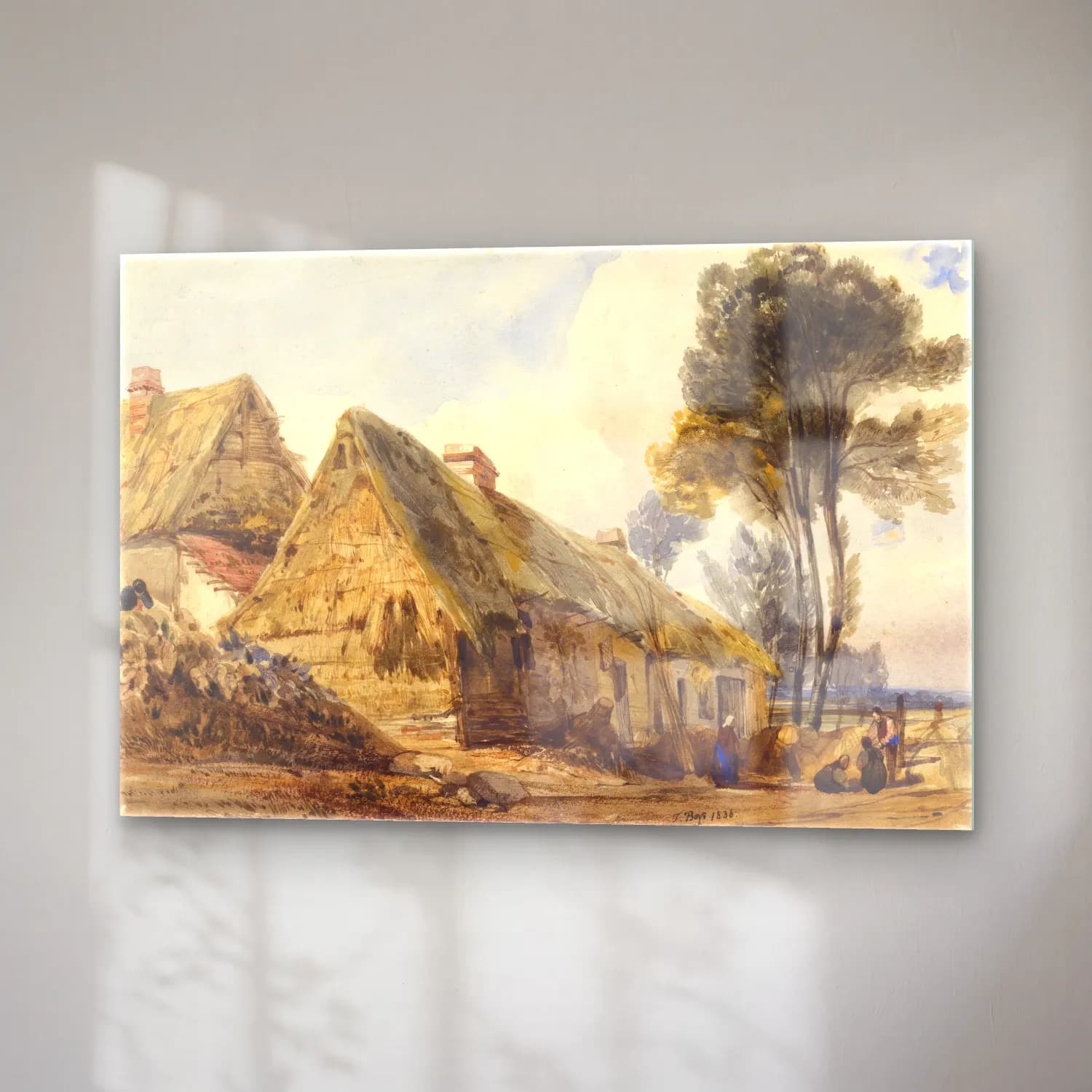Suluboya Kır Evi No. 24 cam tablo — sağ açıdan görünüm