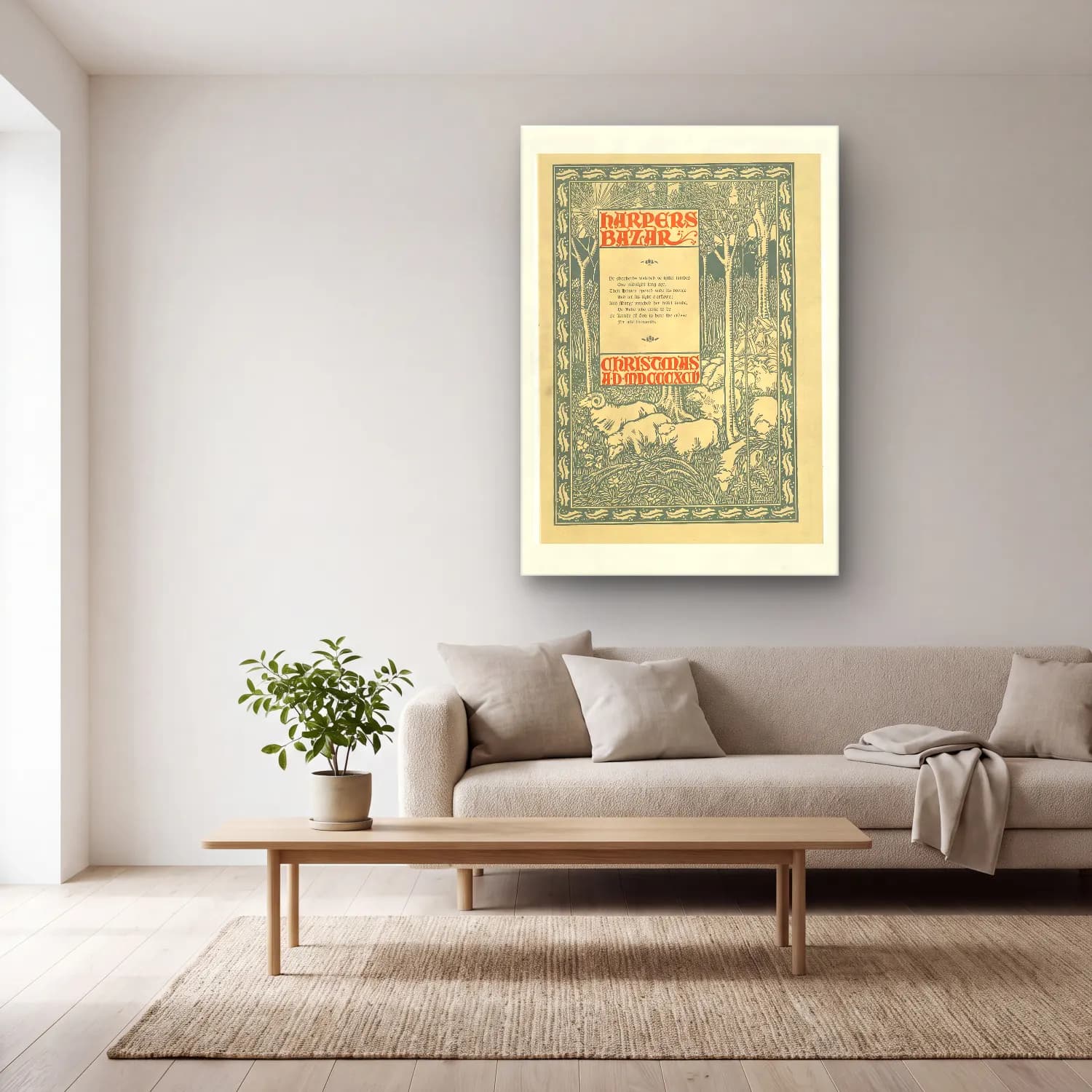 Vintage Poster Kitaplar – Bej Tonlar cam tablo — açık renk salonda