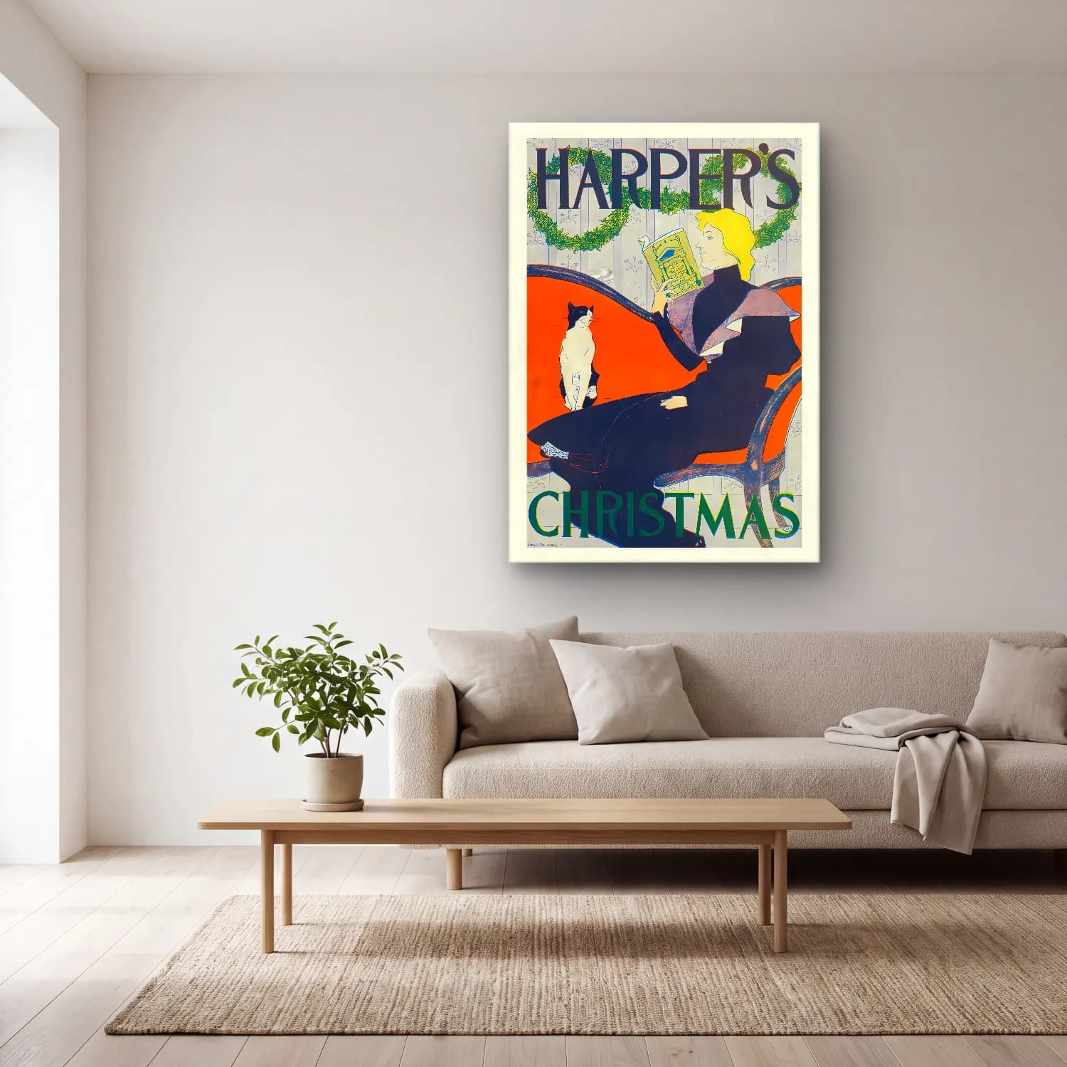 Vintage Poster Kitap Okuyan Kadın No. 17 cam tablo — açık renk salonda