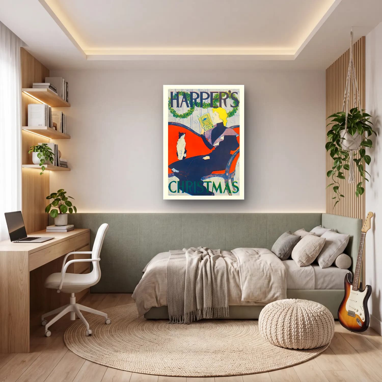 Vintage Poster Kitap Okuyan Kadın No. 17 cam tablo — genç odasında