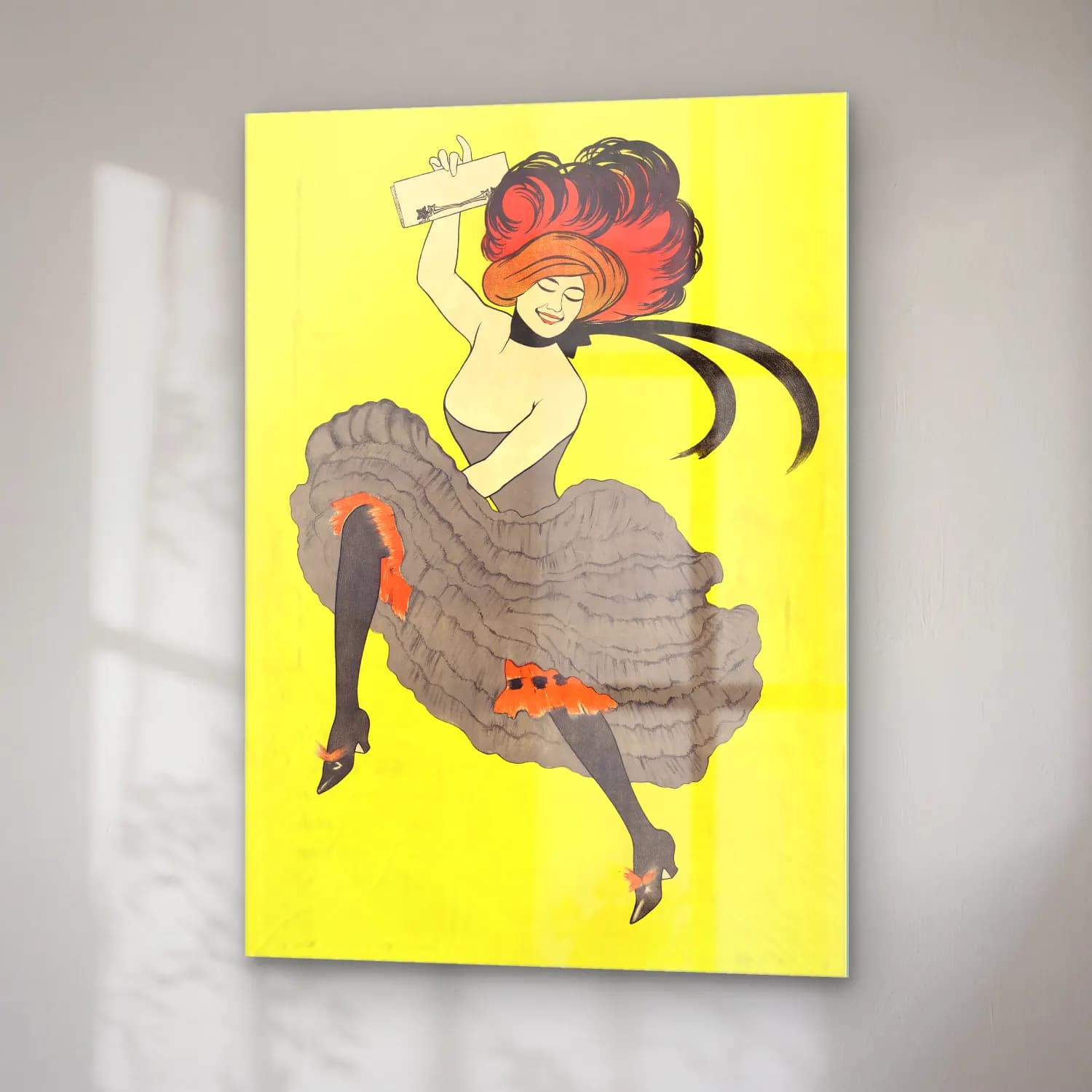 Vintage Poster Elbiseli Kadın No. 36 cam tablo — sağ açıdan görünüm