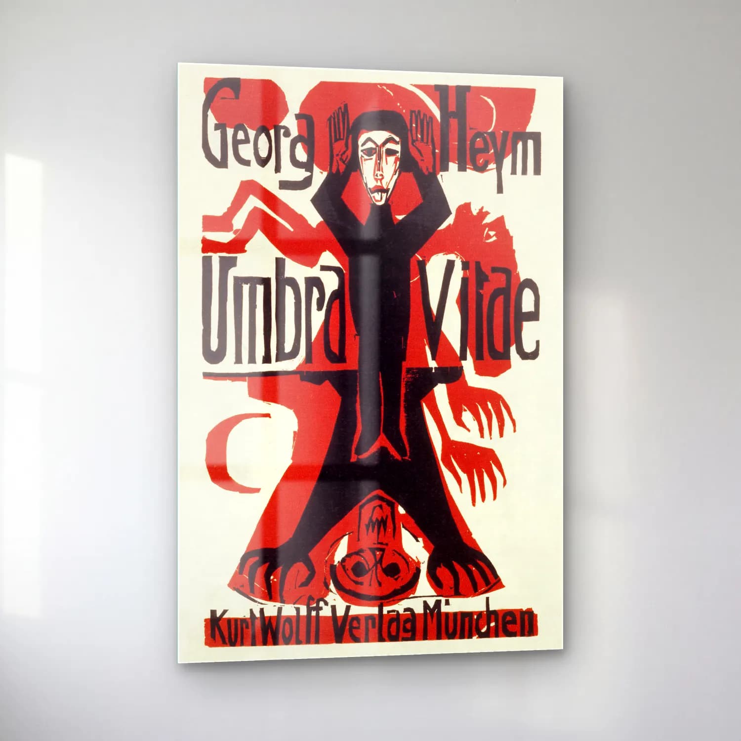 Vintage Poster Yazılı Tasarım No. 59 cam tablo — sol açıdan görünüm