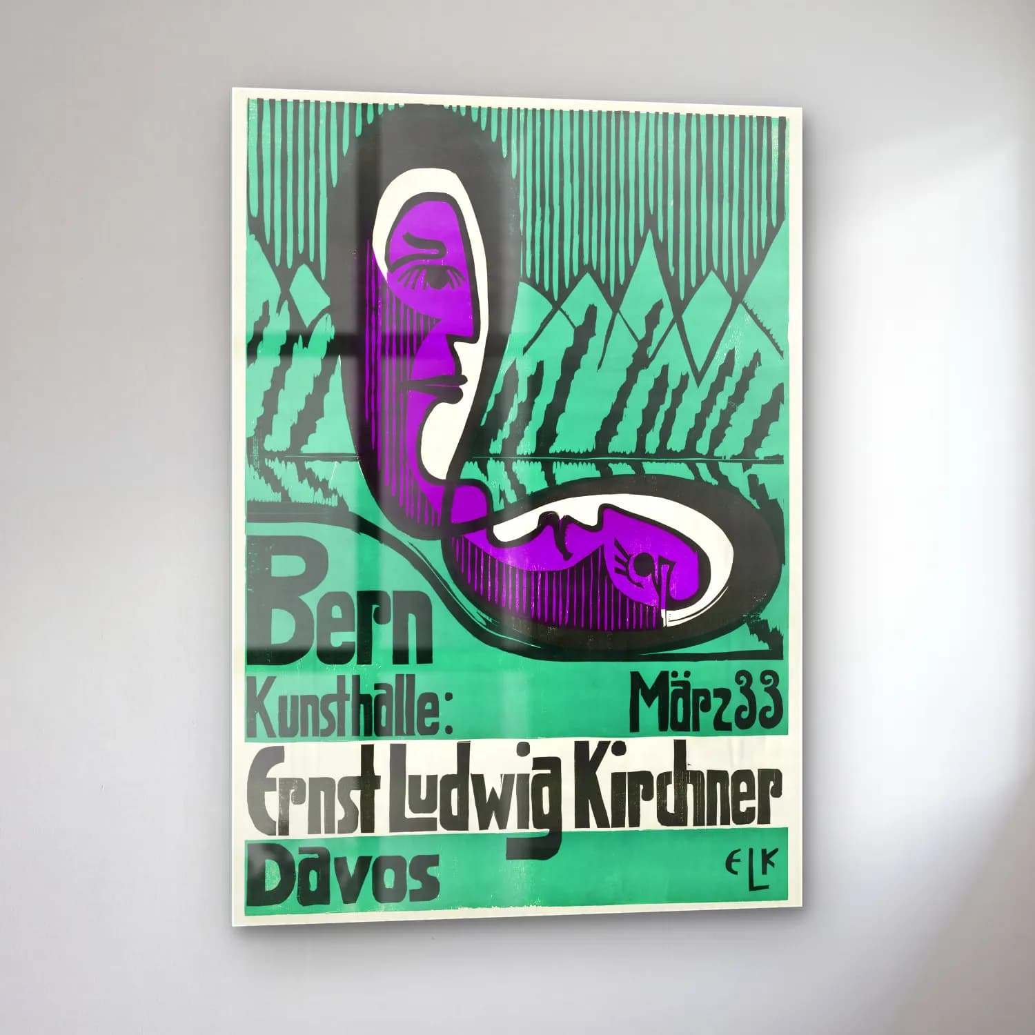 Vintage Poster Şapkalı Kadın No. 9 cam tablo — sol açıdan görünüm