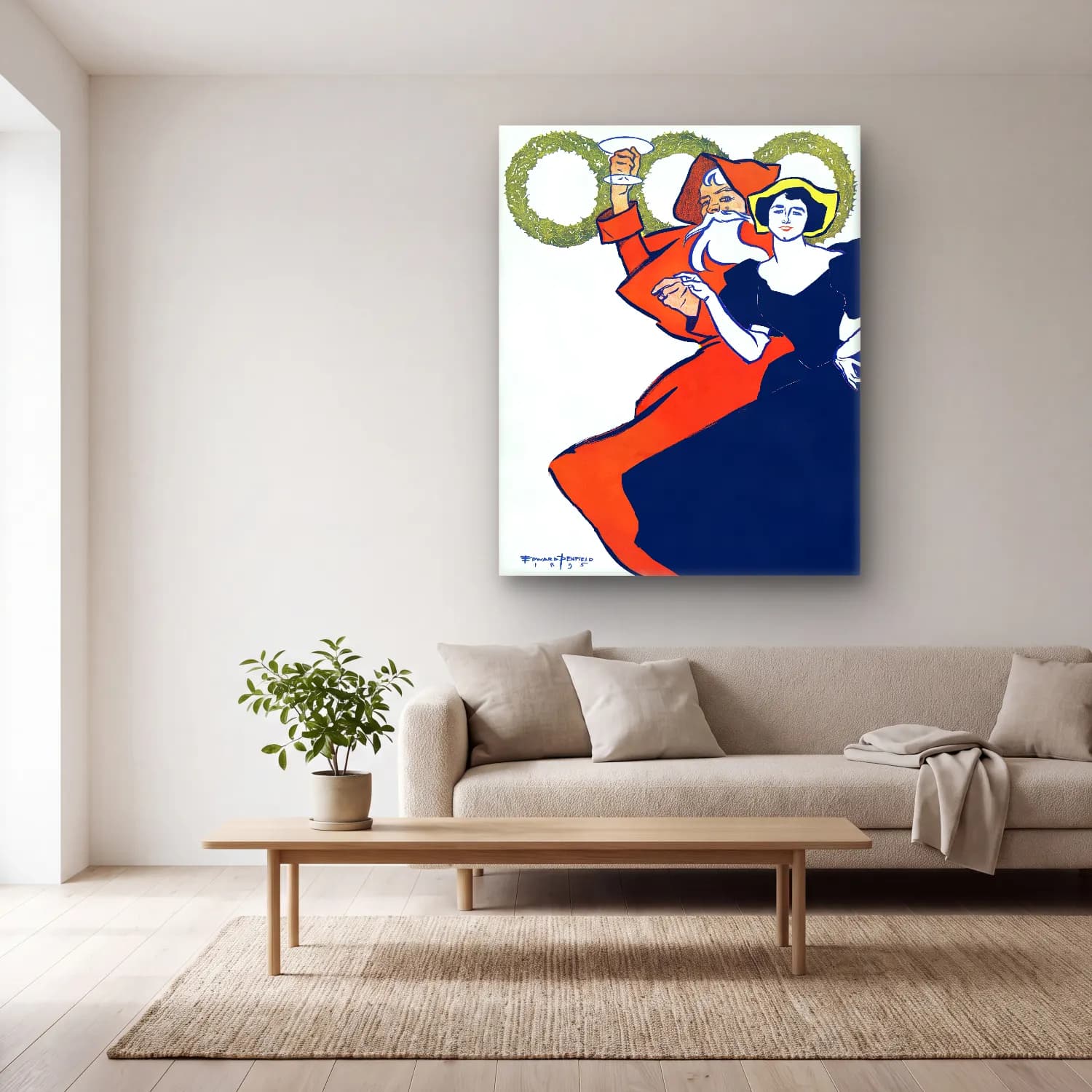 Vintage Poster Dansçılar No. 13 cam tablo — açık renk salonda