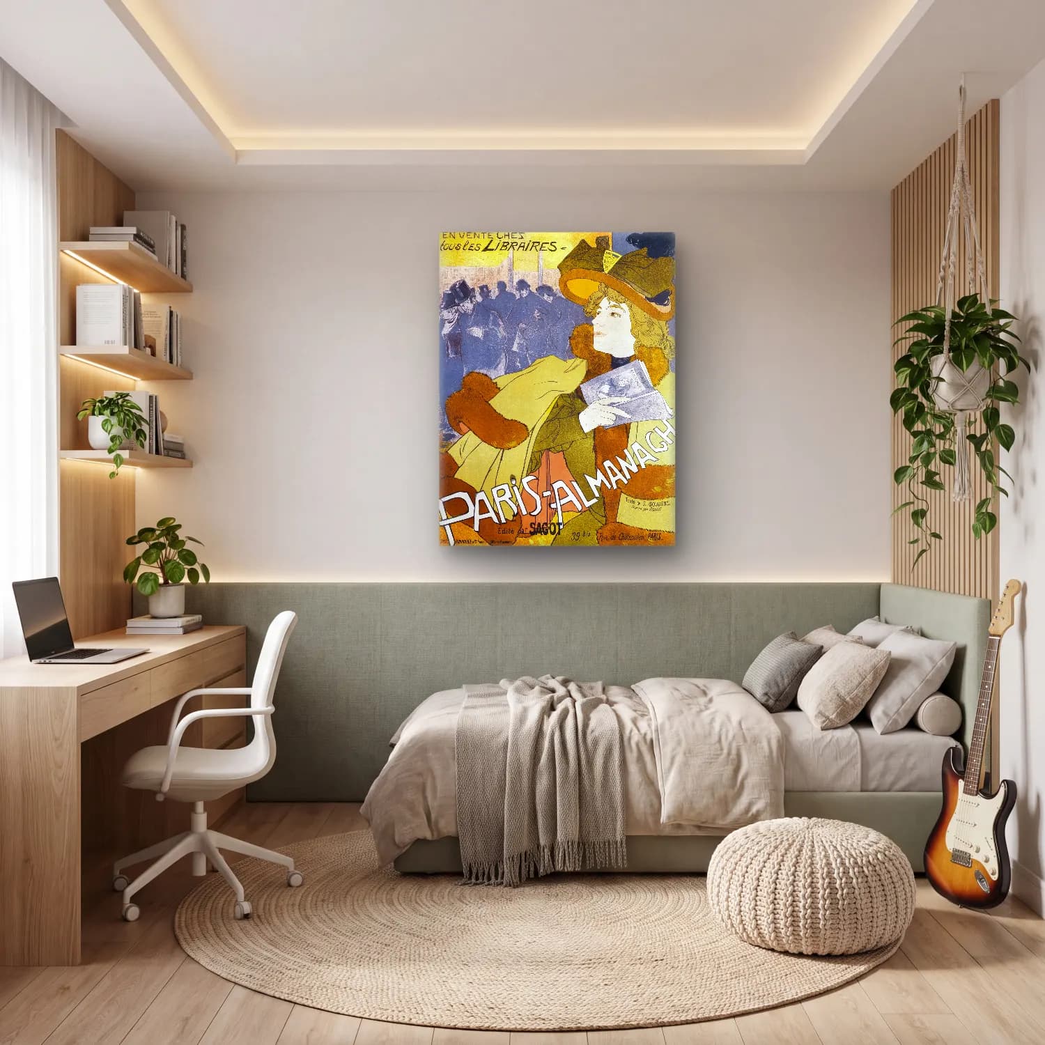 Vintage Poster Şapkalı Kadın No. 10 cam tablo — genç odasında