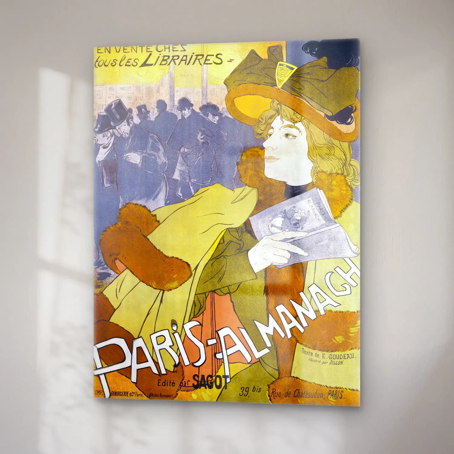 Vintage Poster Şapkalı Kadın No. 10 cam tablo — sağ açıdan görünüm