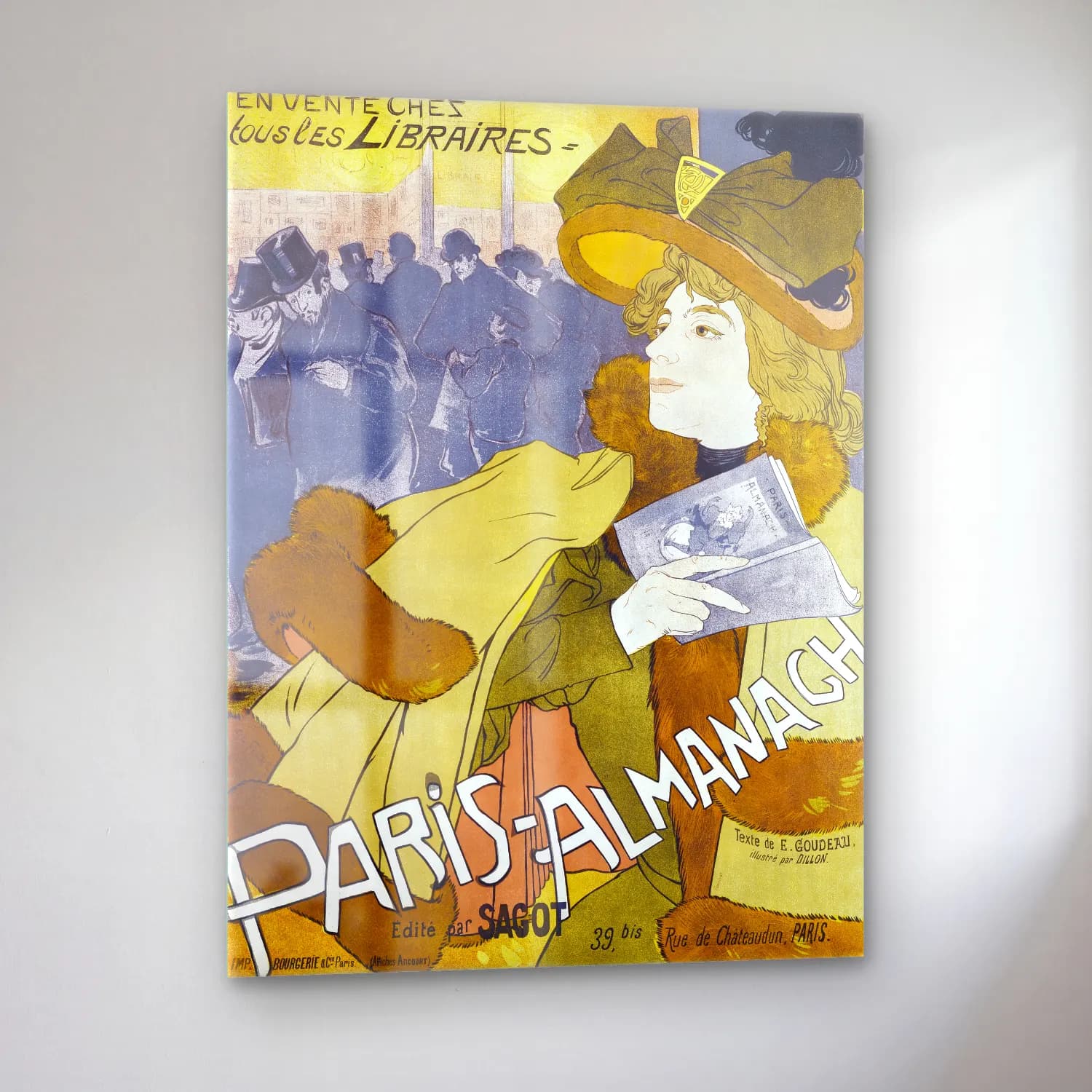Vintage Poster Şapkalı Kadın No. 10 cam tablo — sol açıdan görünüm
