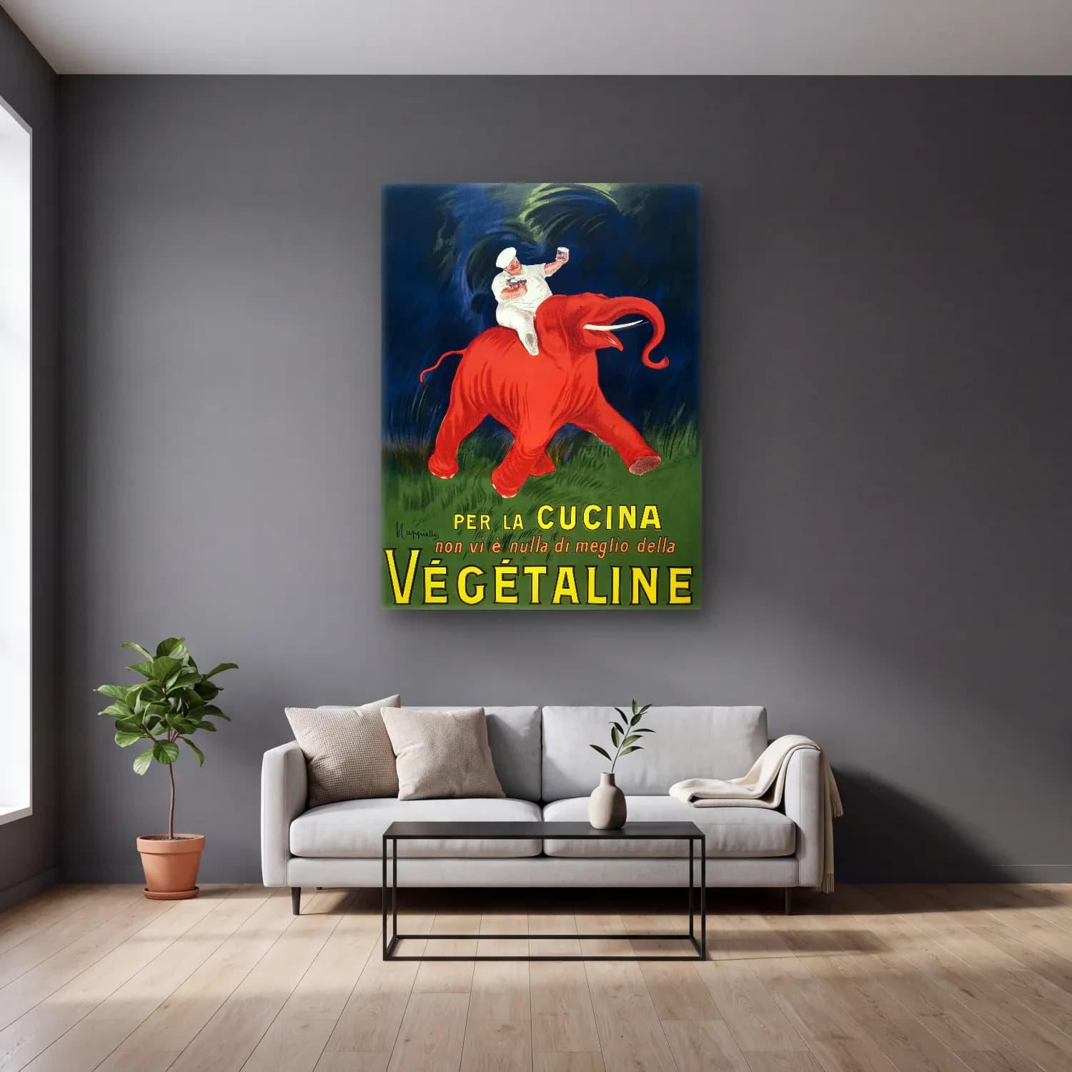 Vintage Poster Fil cam tablo — gri duvarlı salonda