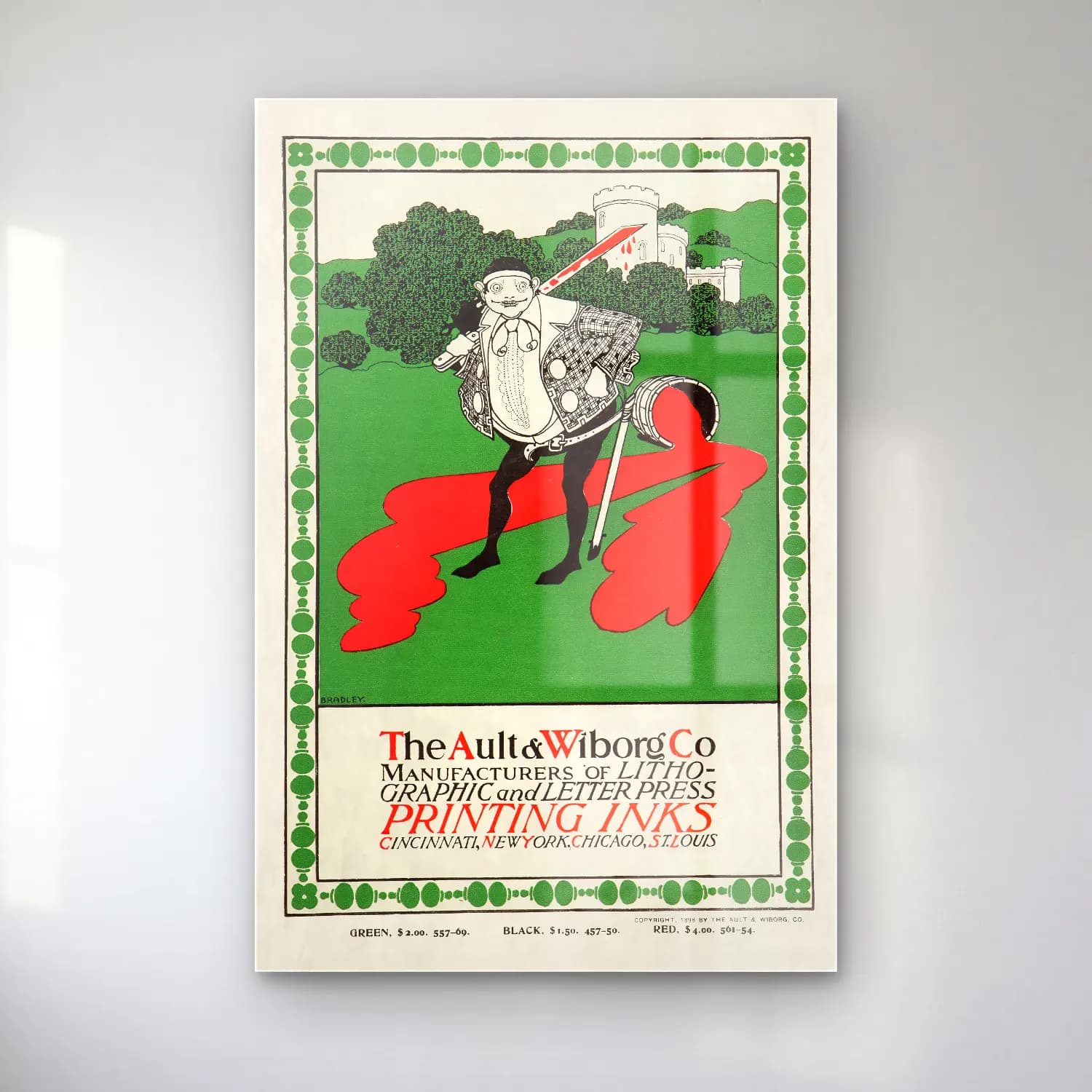 Vintage Poster Şövalye – Yeşil Tonlar cam tablo — Vintage Poster Şövalye – Yeşil Tonlar — vintage poster şövalye