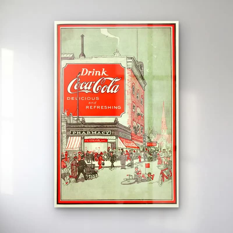 Vintage Poster Kafeli Avrupa Sokağı – Kırmızı Tonlar cam tablo — Vintage Poster Kafeli Avrupa Sokağı – Kırmızı Tonlar — vintage poster kafeli avrupa sokağı