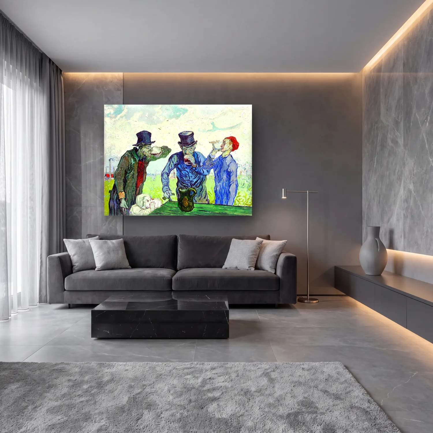 Vincent Van Gogh – The Drinkers cam tablo — lüks salon duvarında