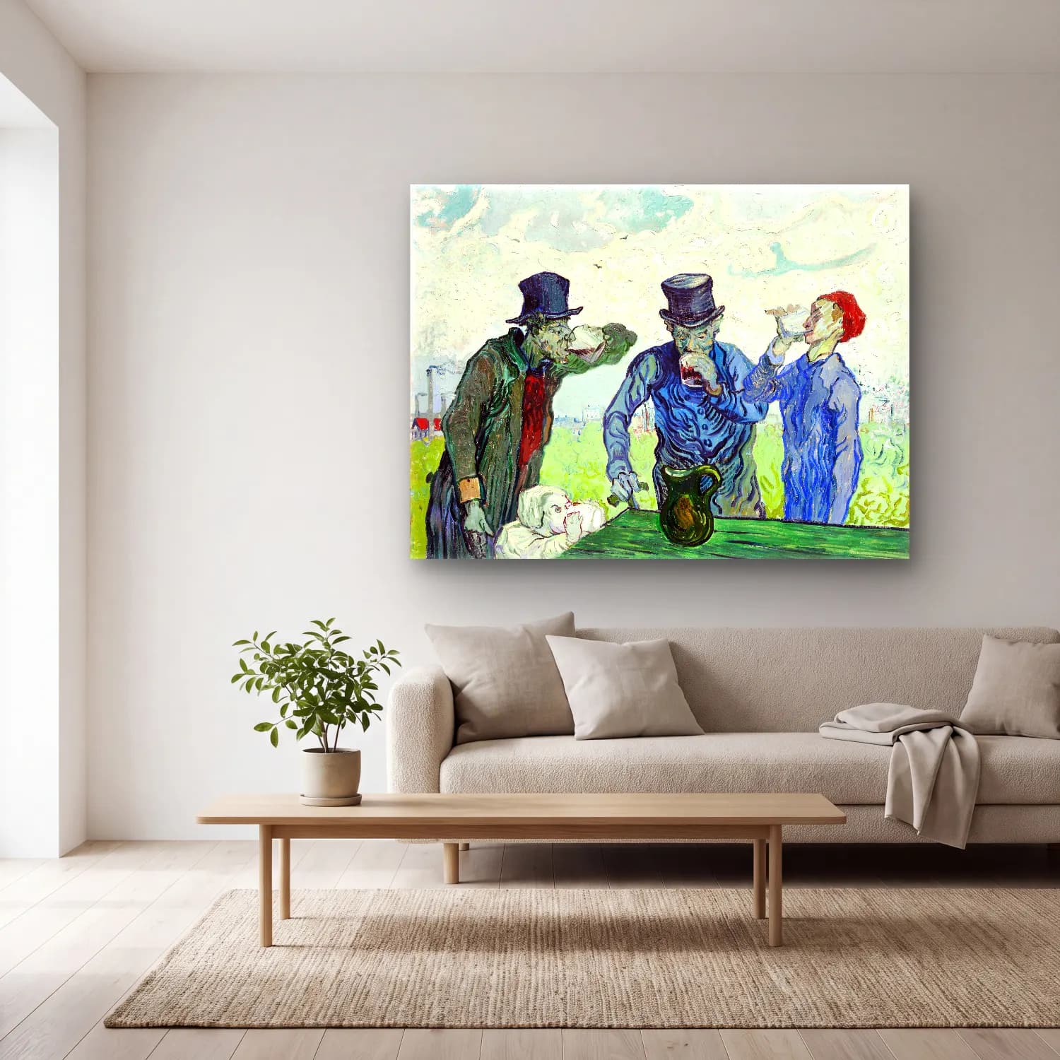 Vincent Van Gogh – The Drinkers cam tablo — açık renk salonda