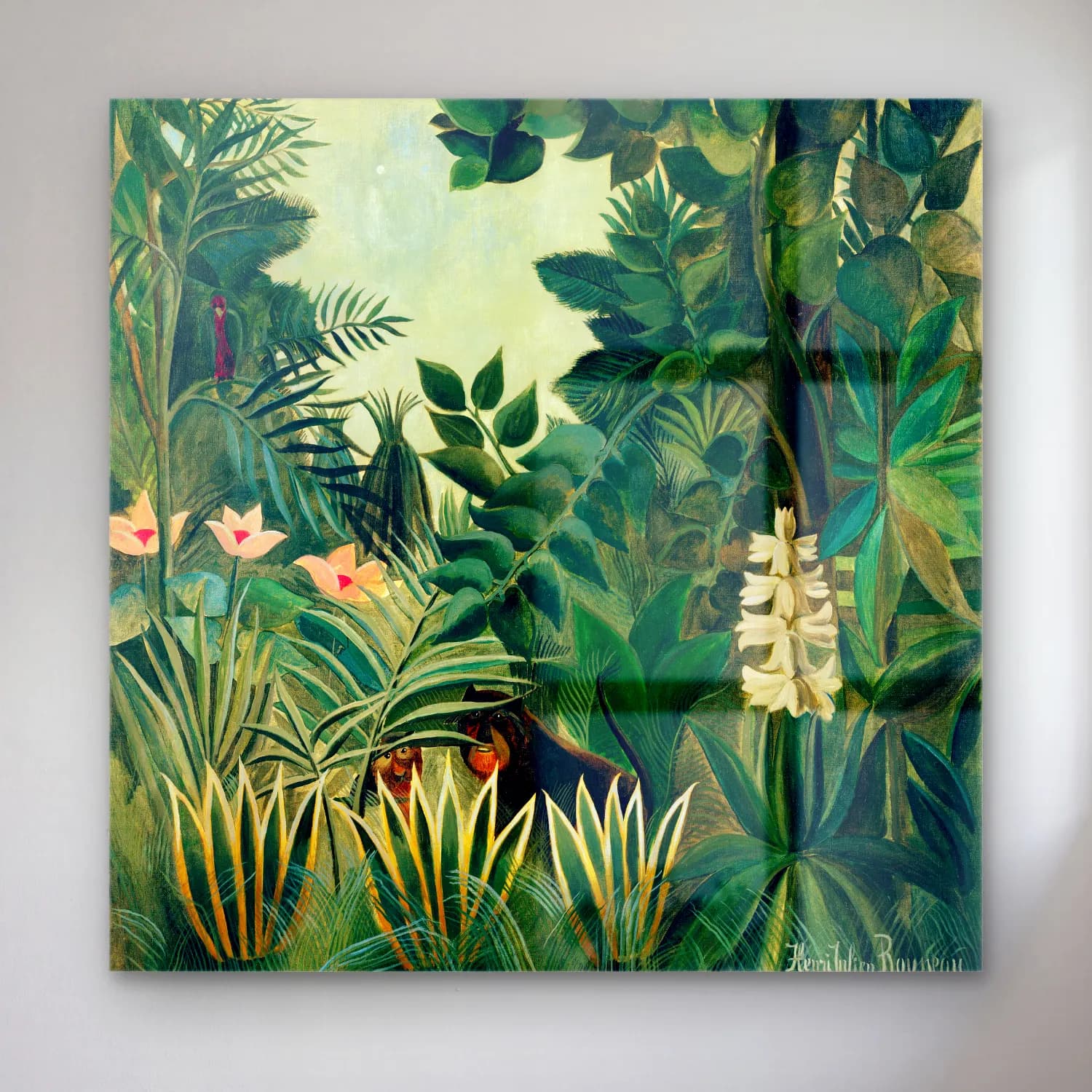 Henri Rousseau – The Equatorial Jungle cam tablo — Henri Rousseau – The Equatorial Jungle — empresyonist çiçek bahçesi